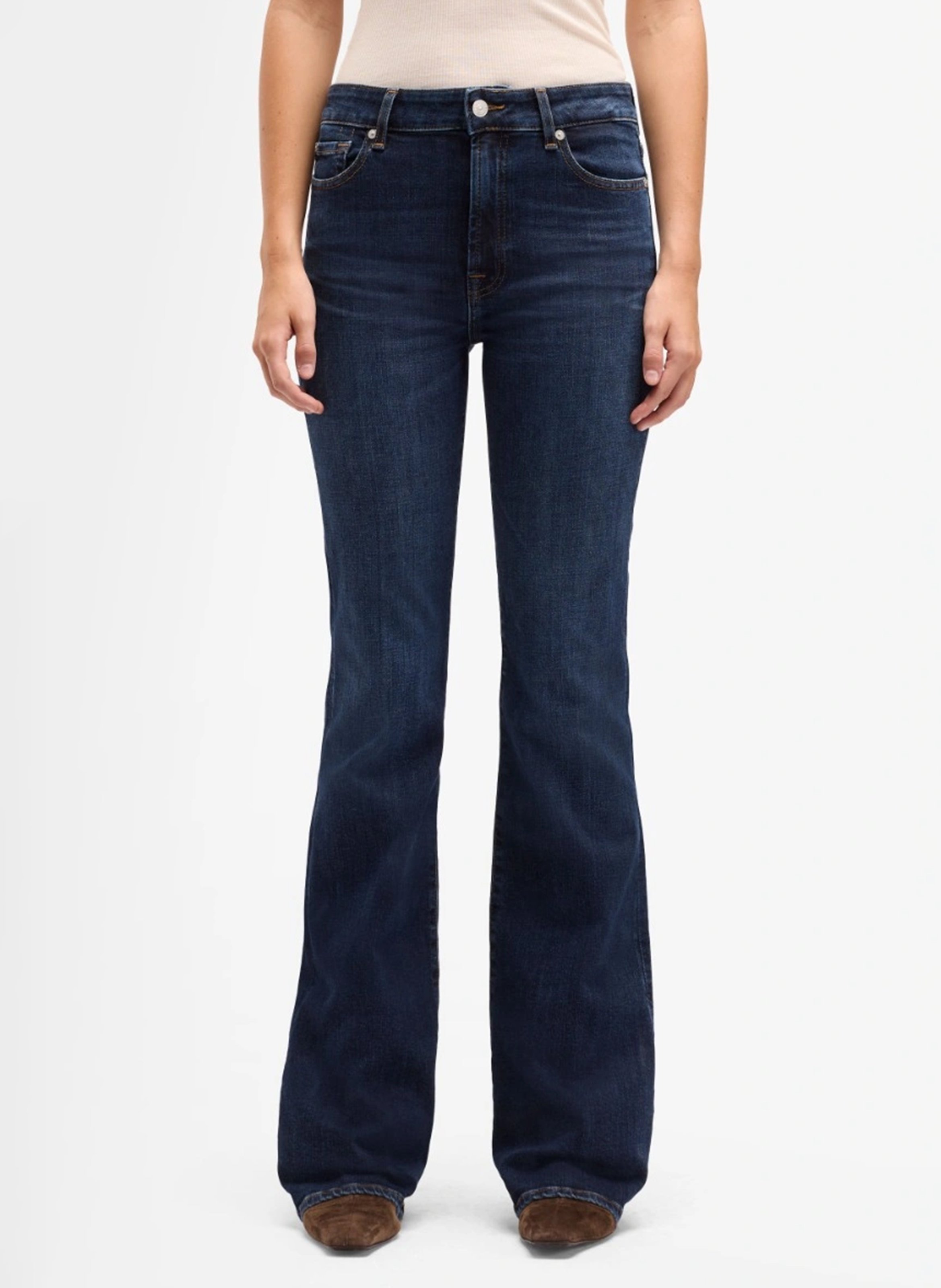 Flared jeans van ruw denim 7 FOR ALL MANKIND Blauw