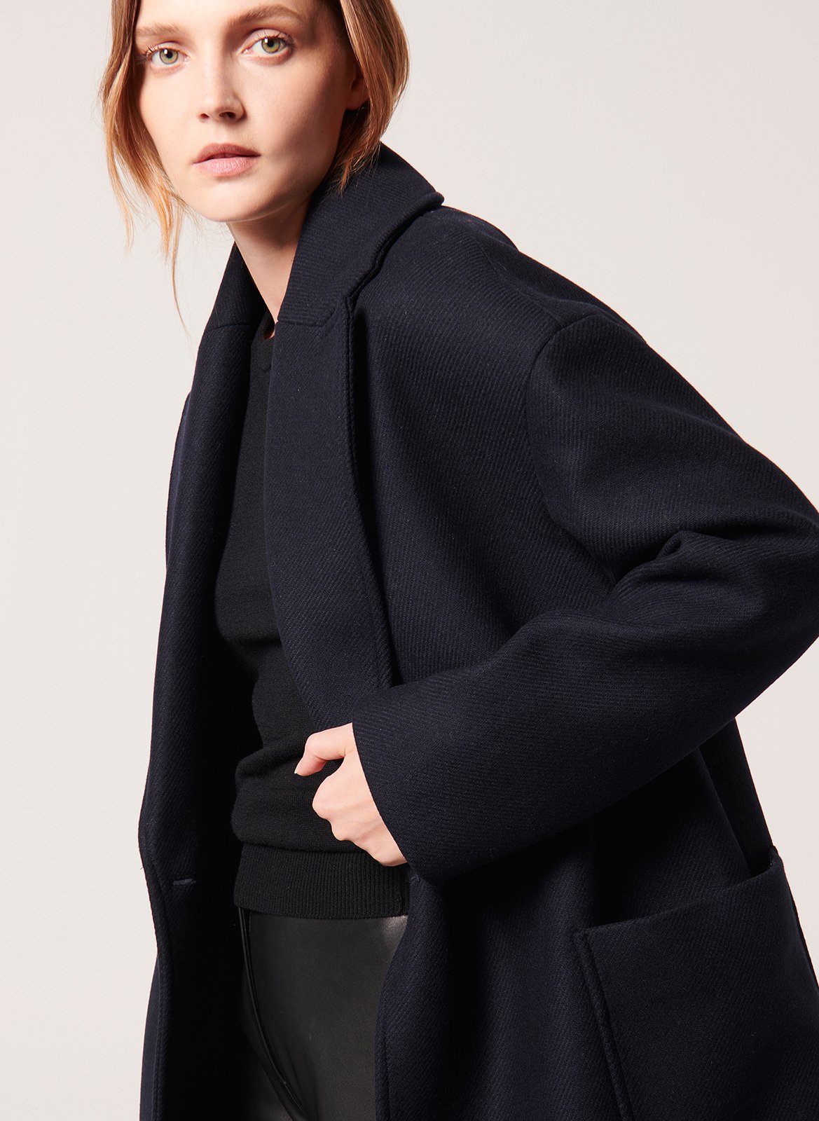 Long wool blend tailored coat ZAPA Blue