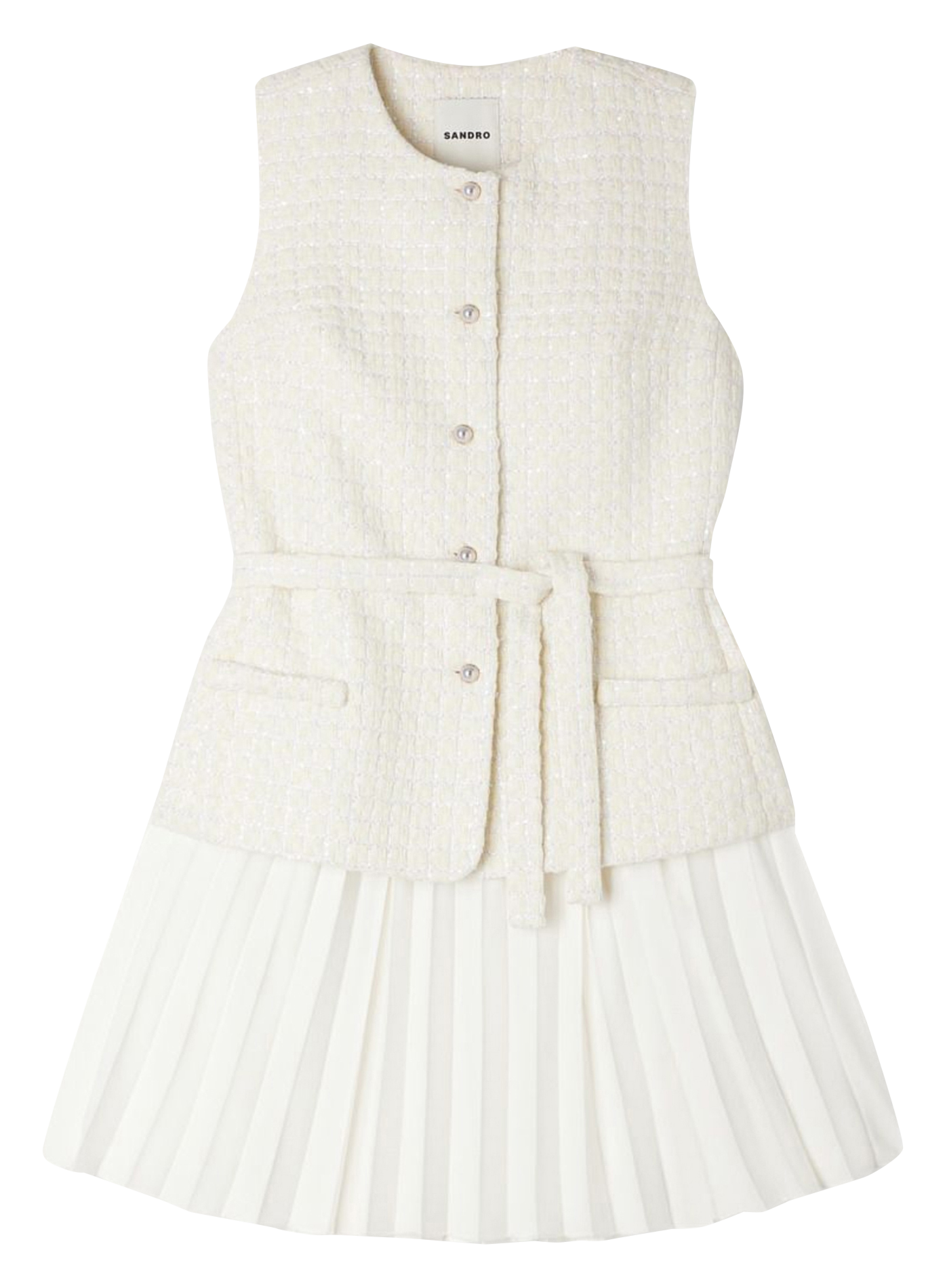 Robe courte col rond SANDRO Blanc