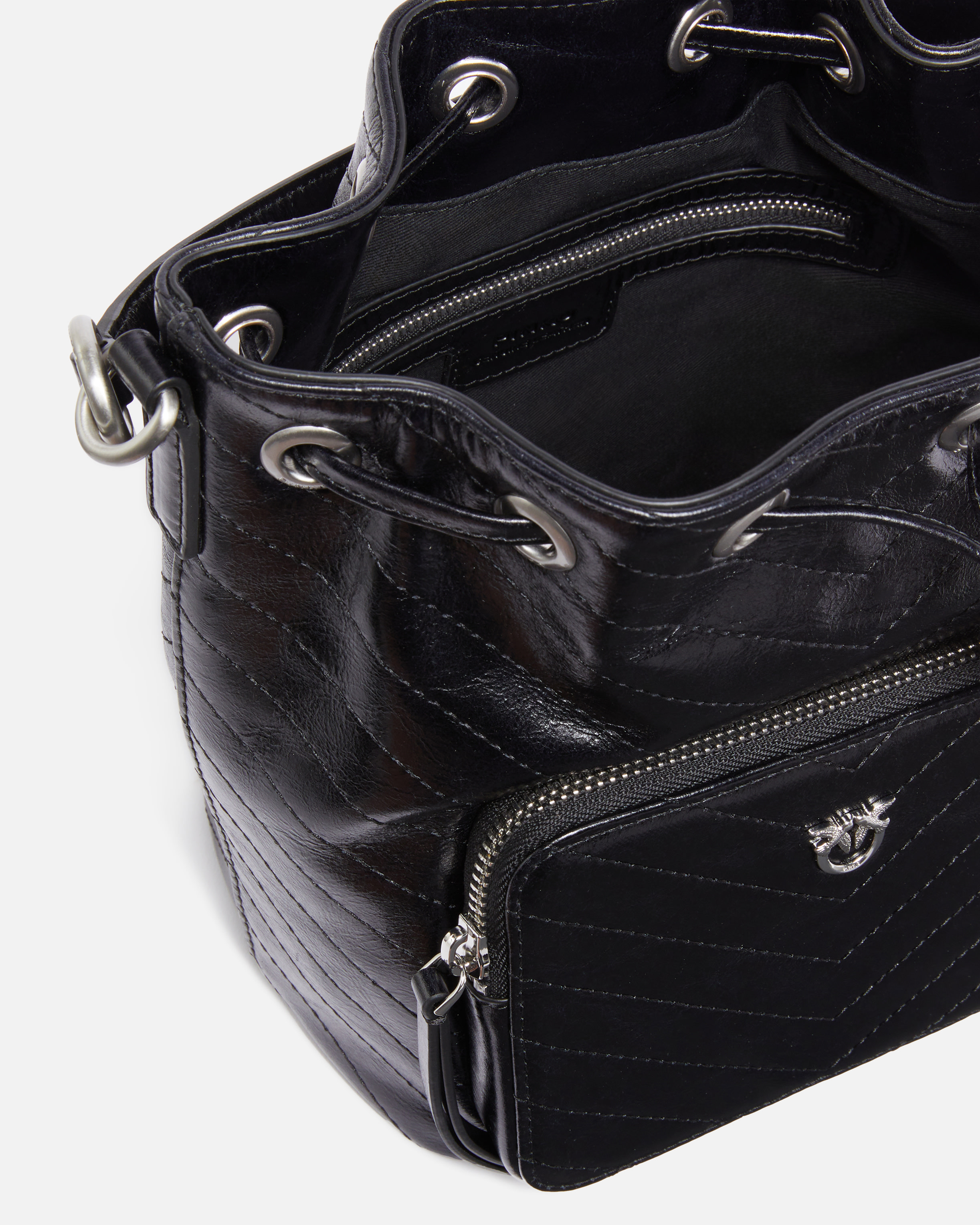 Small leather cargo bucket bag with pocket PINKO Multicolored