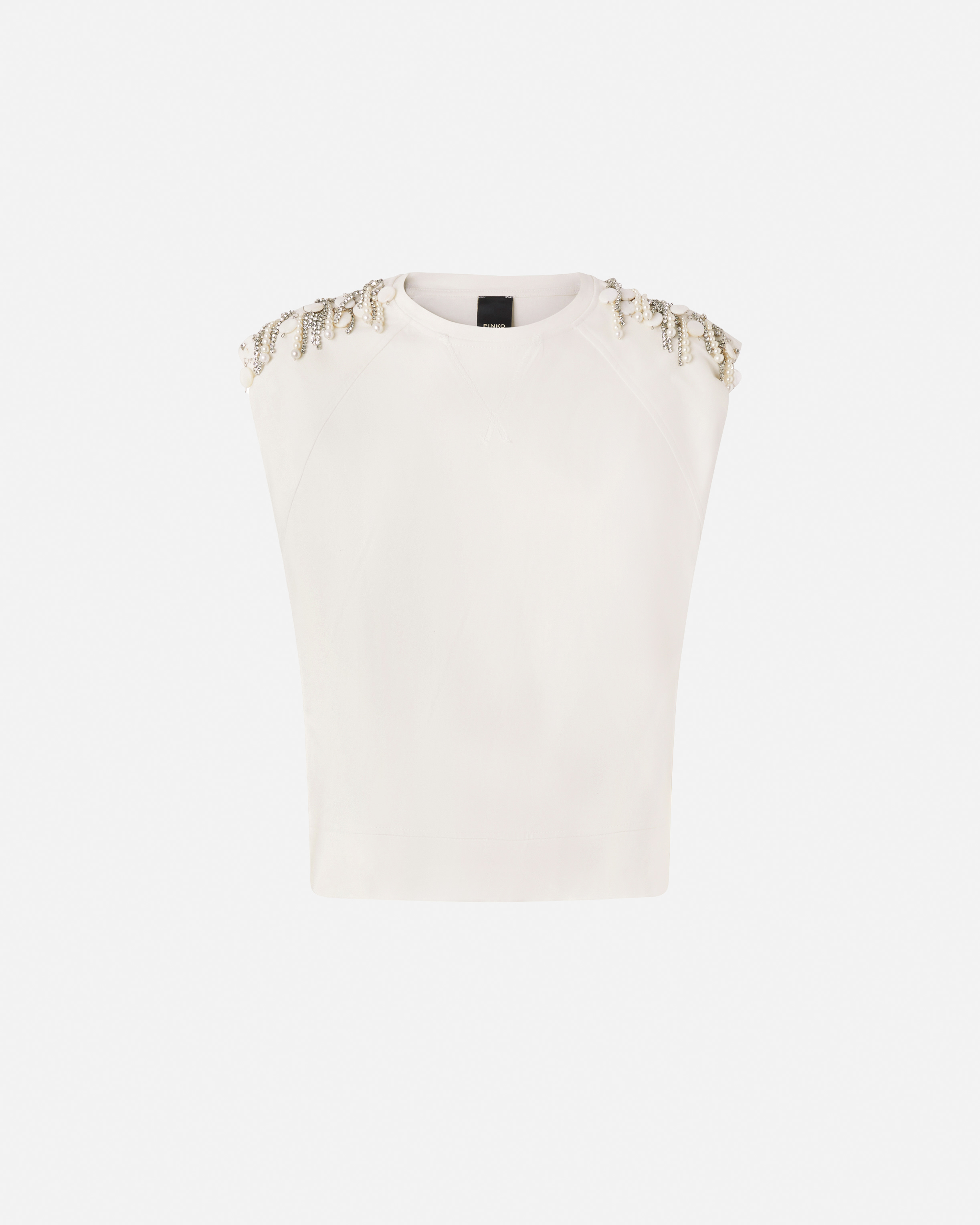 Sleeveless top with appliqués PINKO White