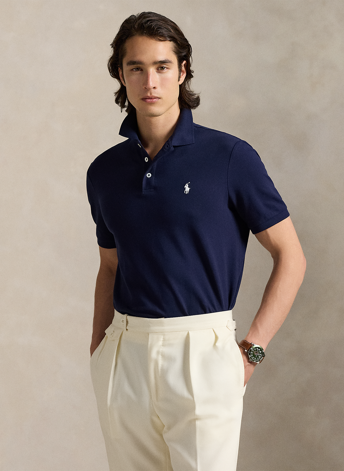 Poloshirt aus Baumwoll-Mix, Slim Fit POLO RALPH LAUREN Blau