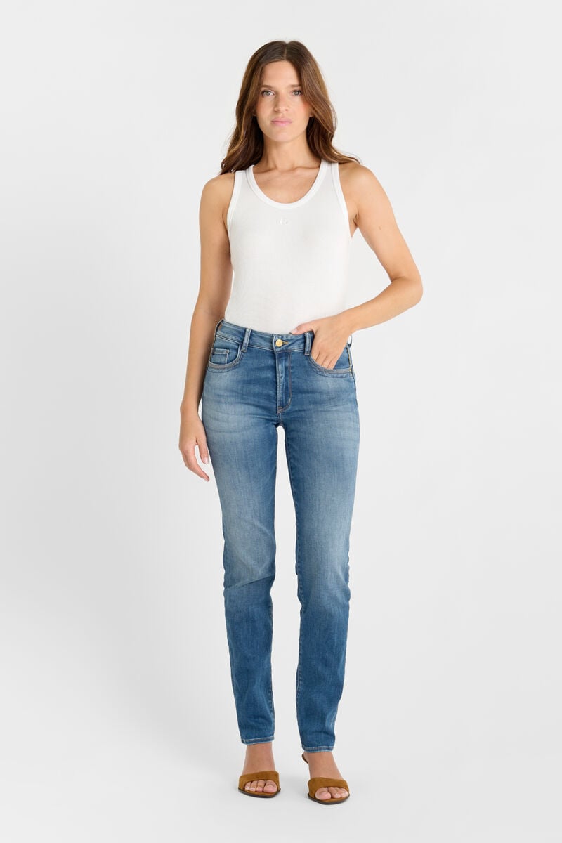 High-waisted push-up slim jeans, 34 length LE TEMPS DES CERISES Blue