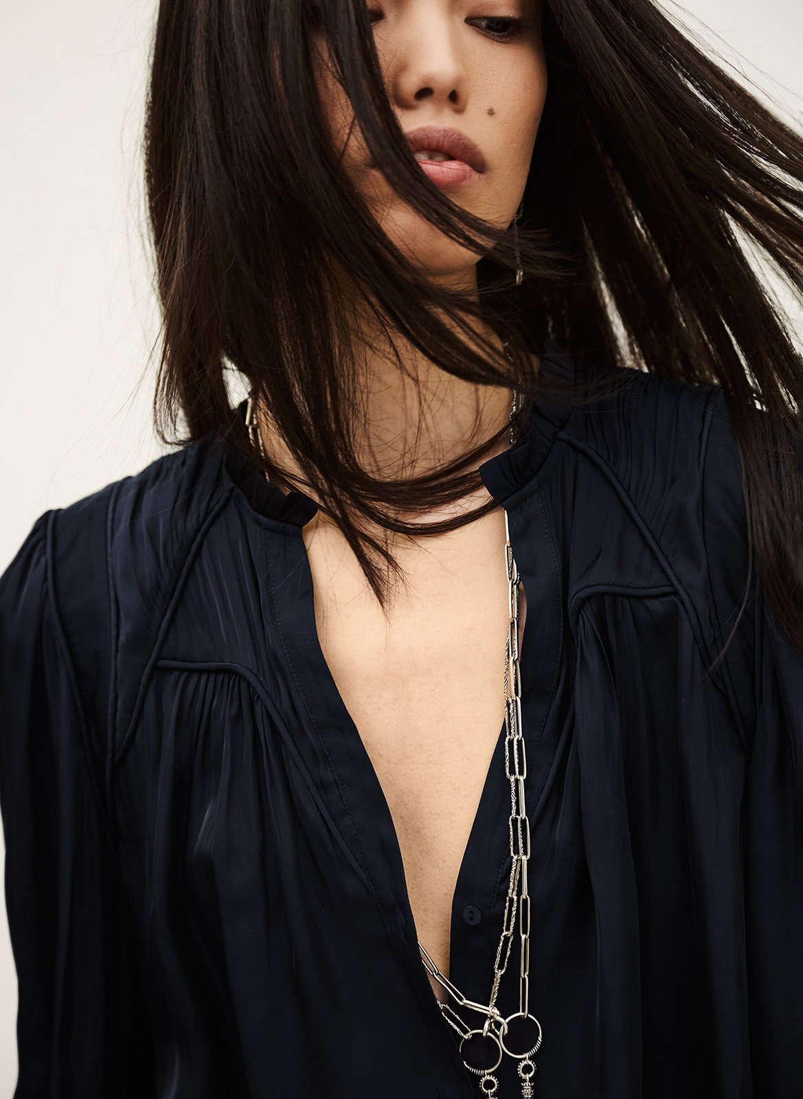 Loose V-neck fluid shirt BA&SH Blue