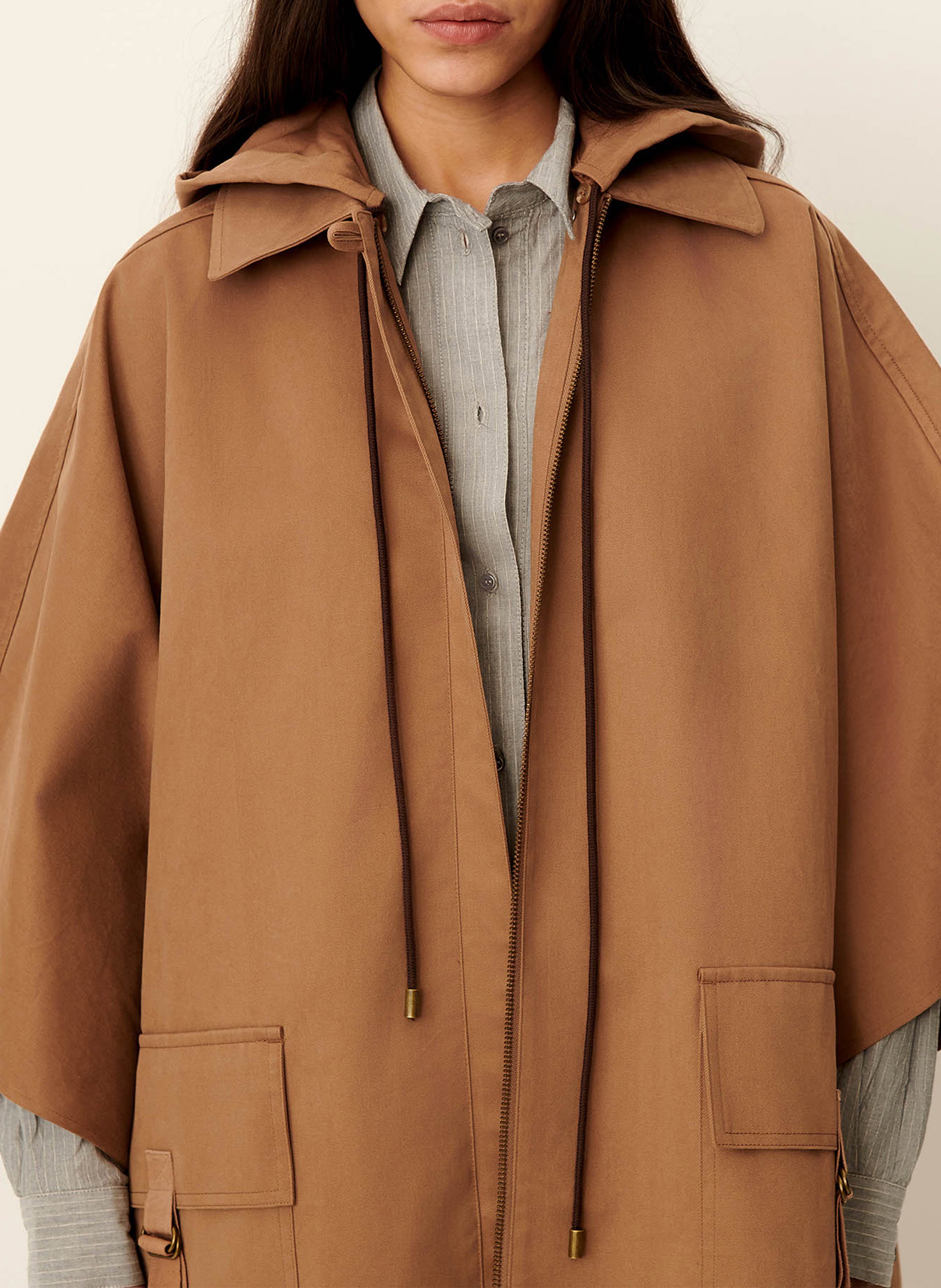 Oversized cotton cape SESSUN Beige