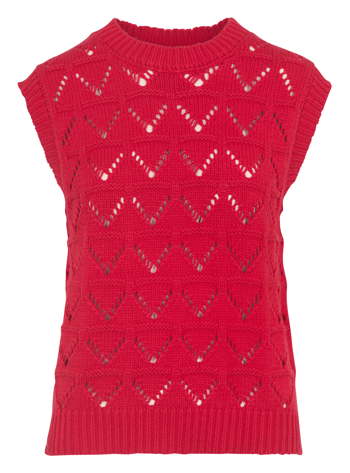 Mouwloze ajourtrui van katoenmix met ronde hals THE KORNER Rood