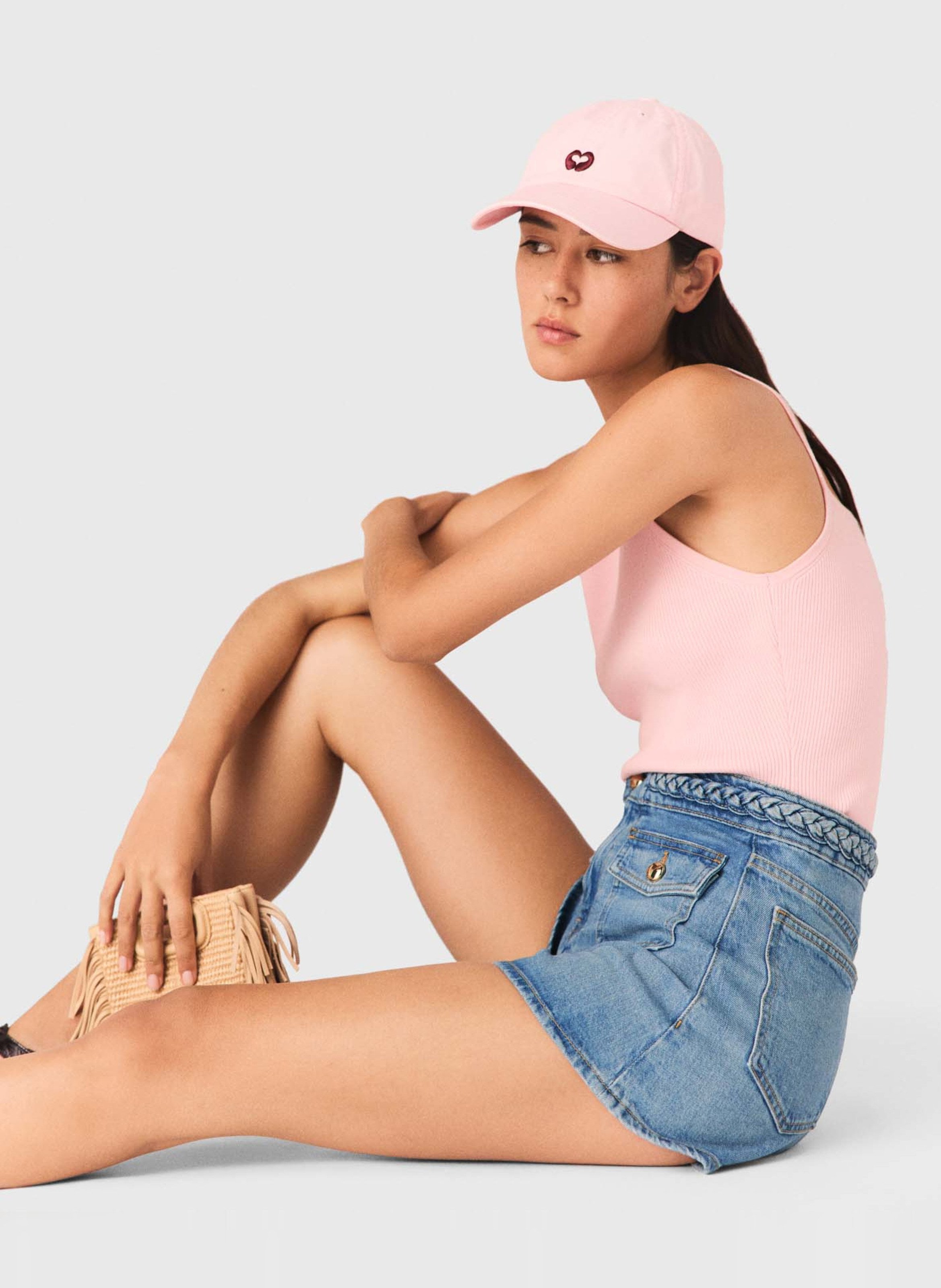 Straight denim shorts in blended cotton MAJE Blue