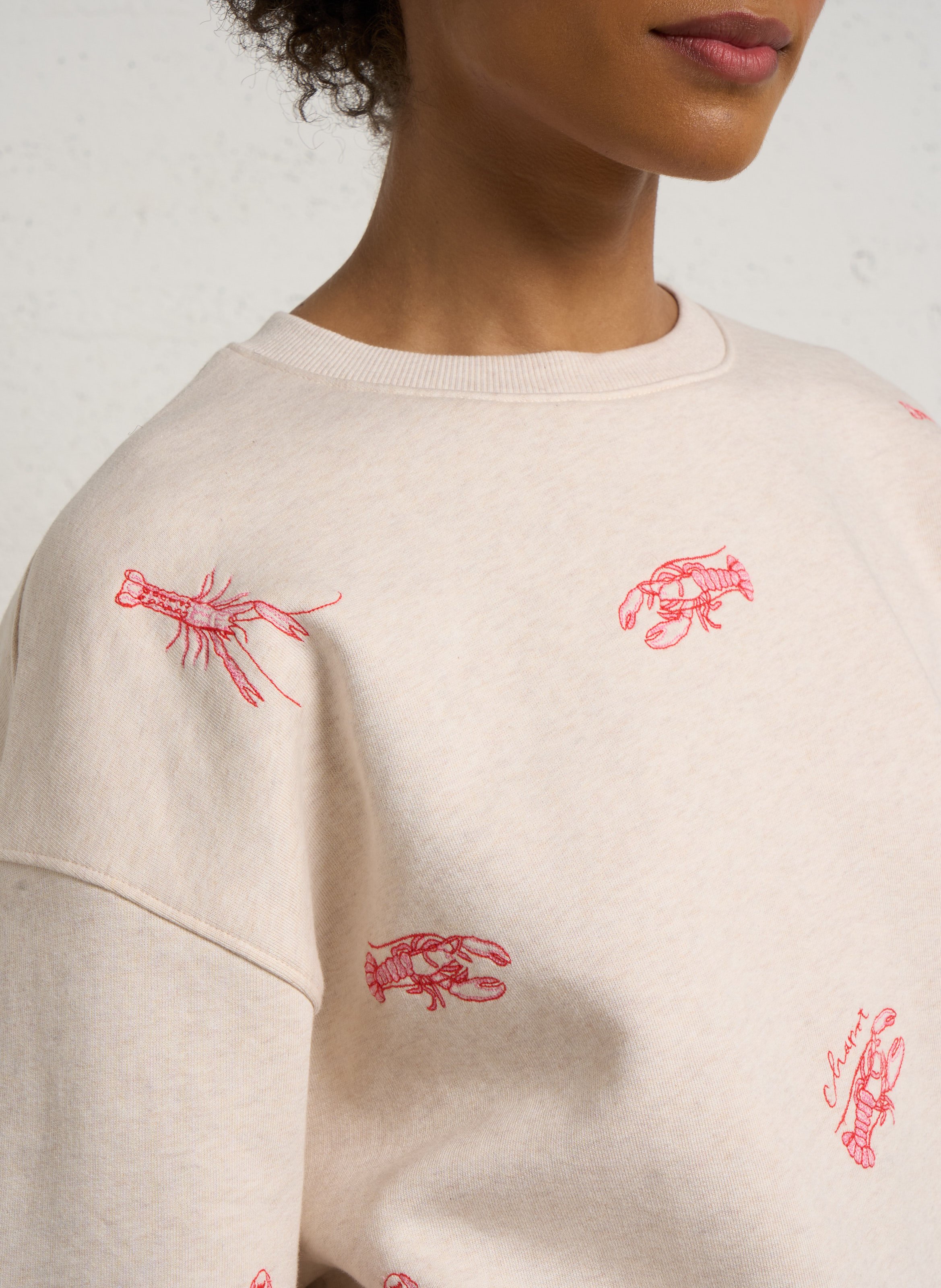 Oversized sweatshirt in organic cotton with embroidery FABIENNE CHAPOT White