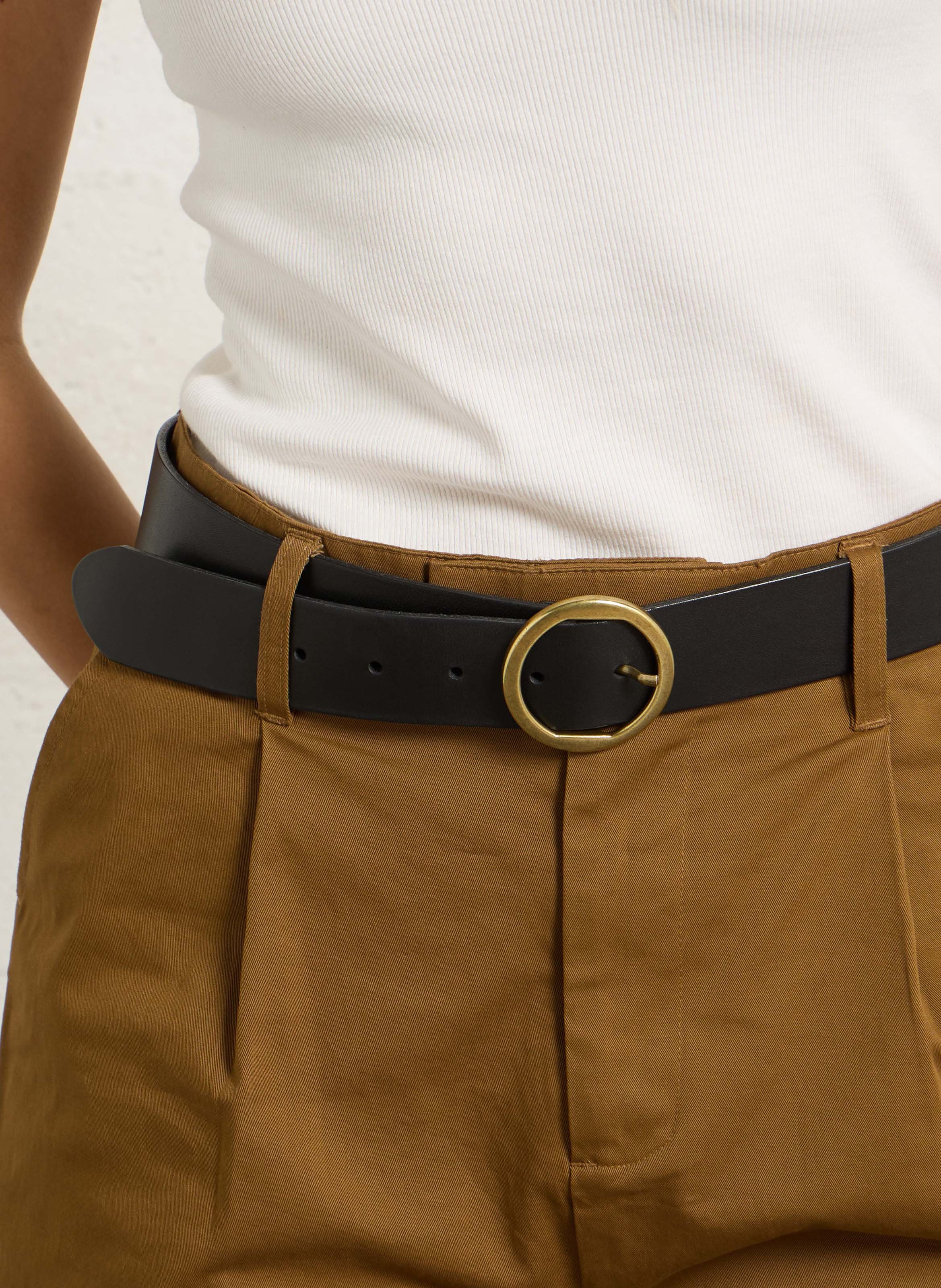 Ceinture à boucle en cuir lisse MAISON 123 Noir