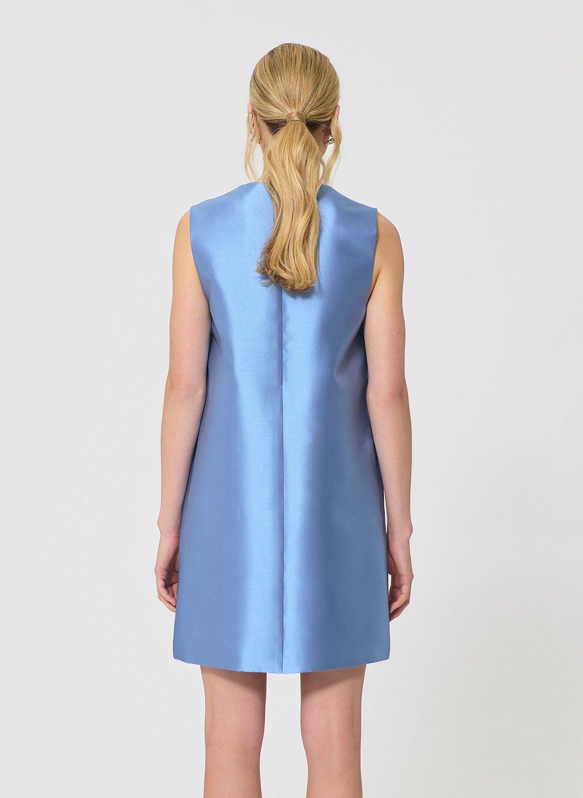 Robe courte sans manches satinée TARA JARMON Bleu