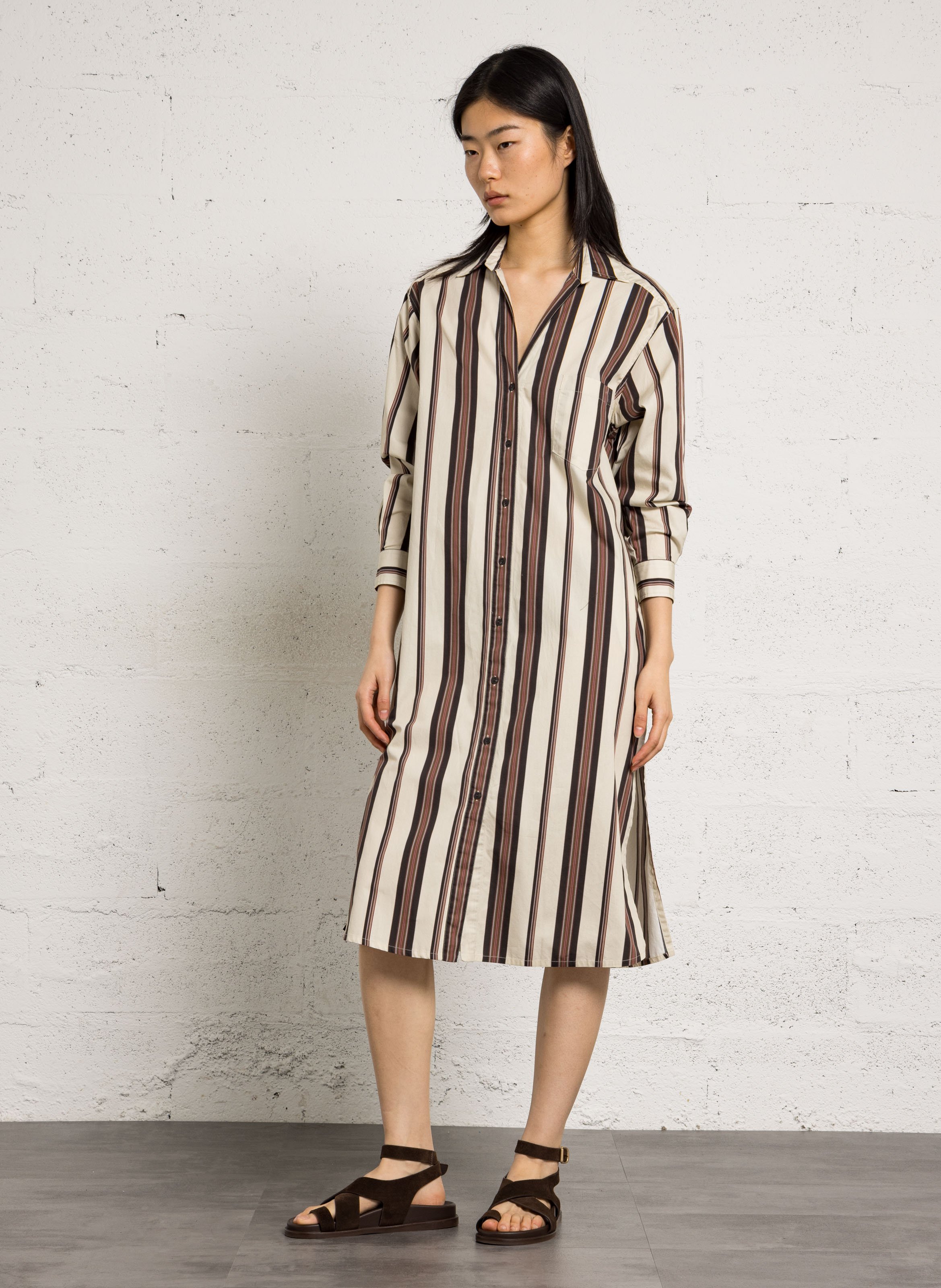 Long loose-fit cotton dress DIEGA Multicolored