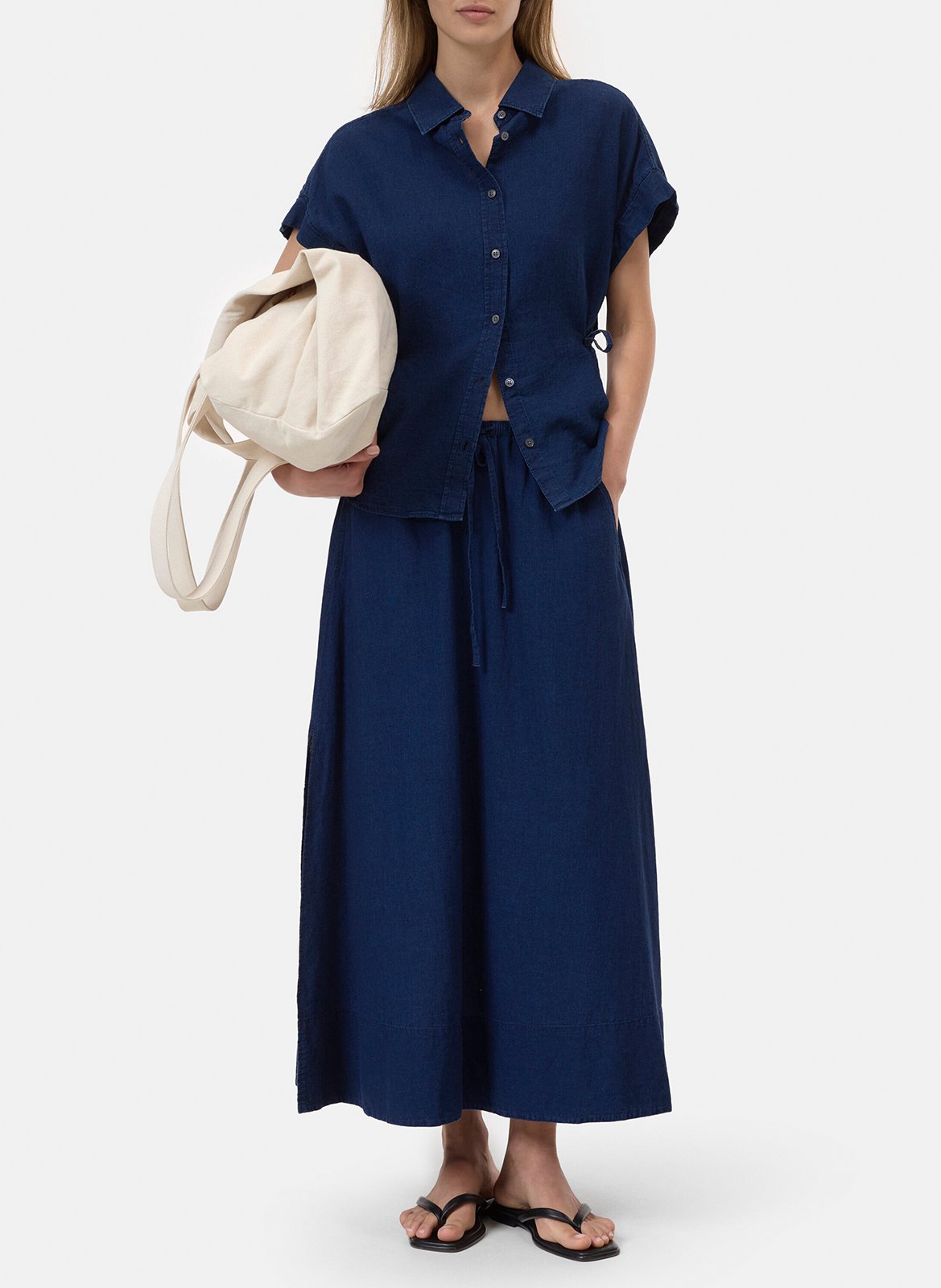 Flared skirt in linen and cotton blend CLOSED Blue