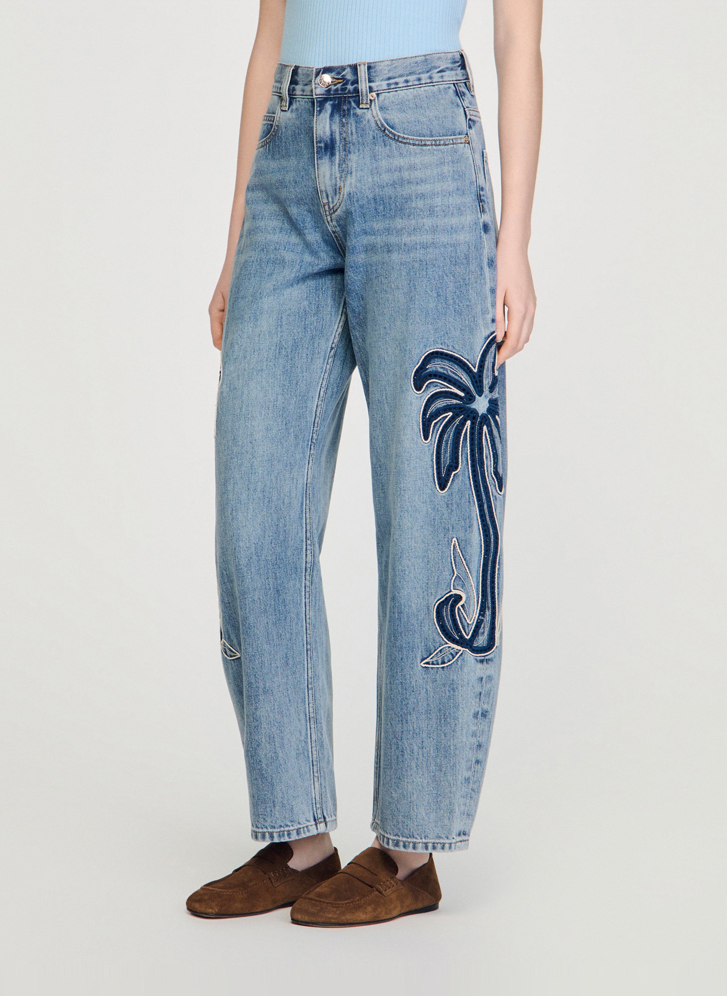 Jean balloon en coton SANDRO Bleu