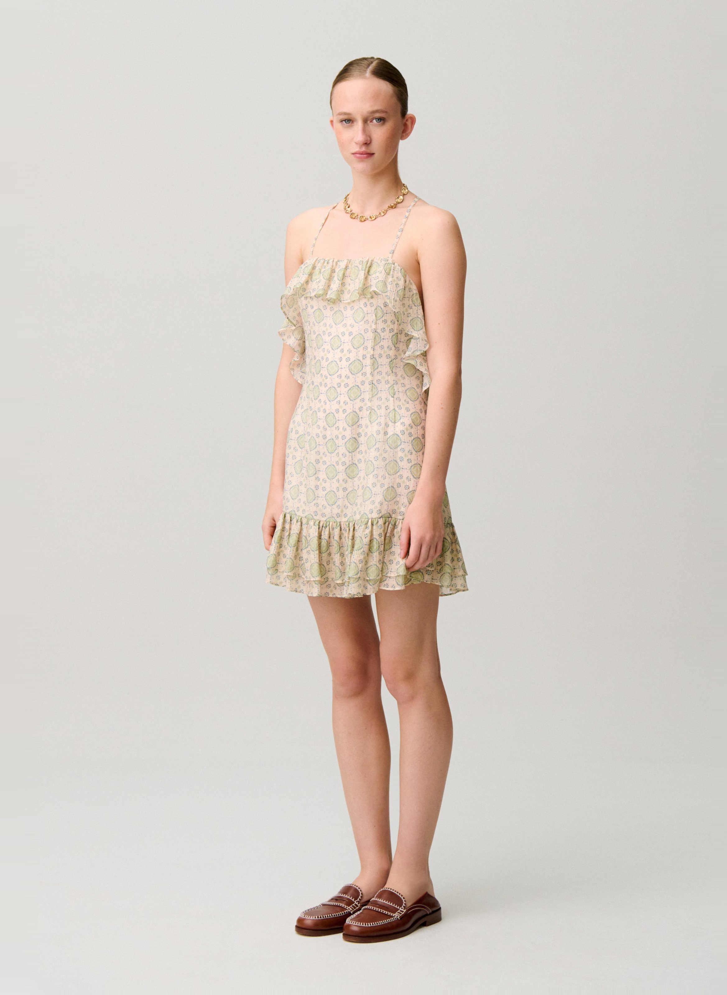 Robe courte col carré imprimée CLAUDIE PIERLOT Multicolore