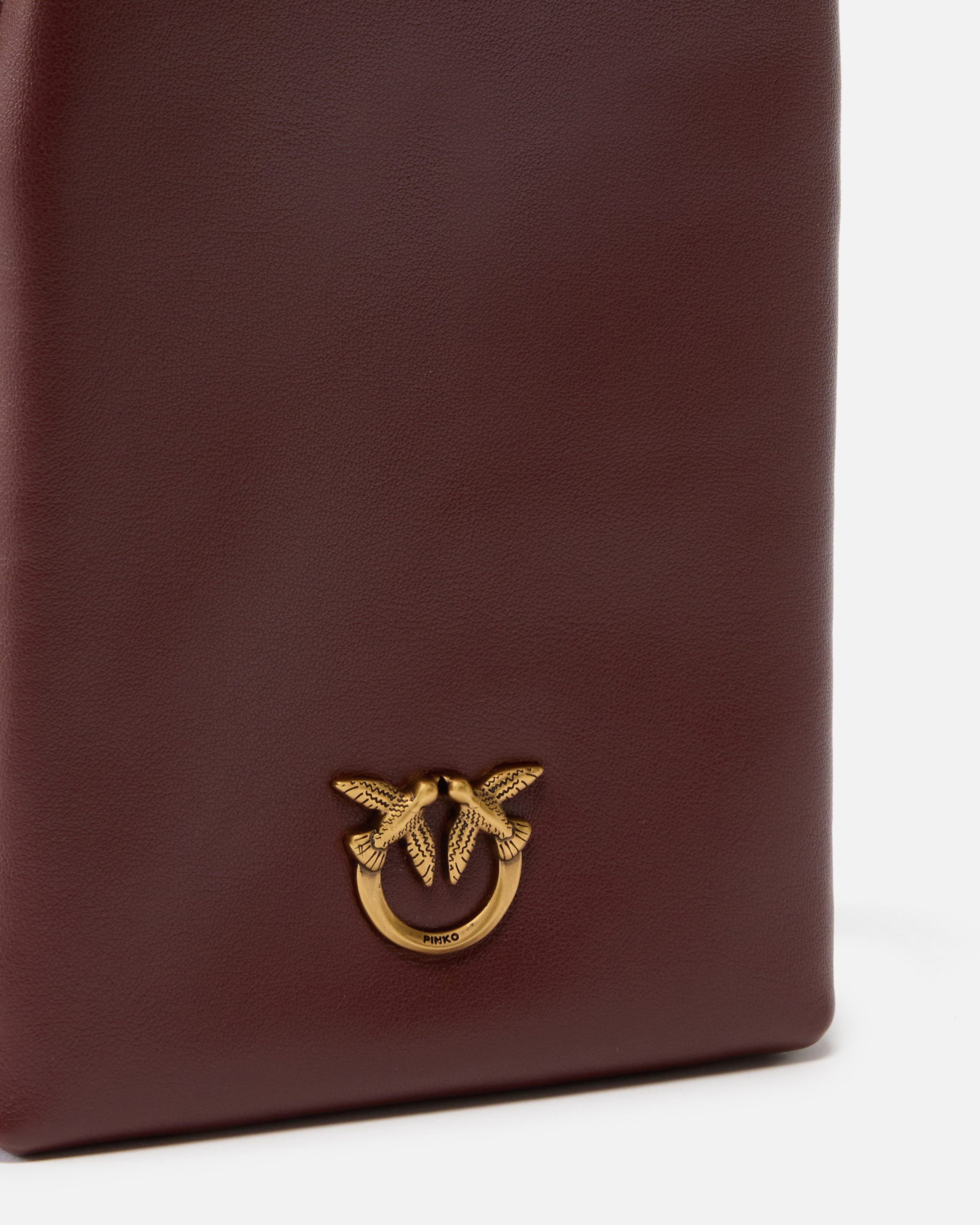 Leather smartphone case with shoulder strap PINKO Golden