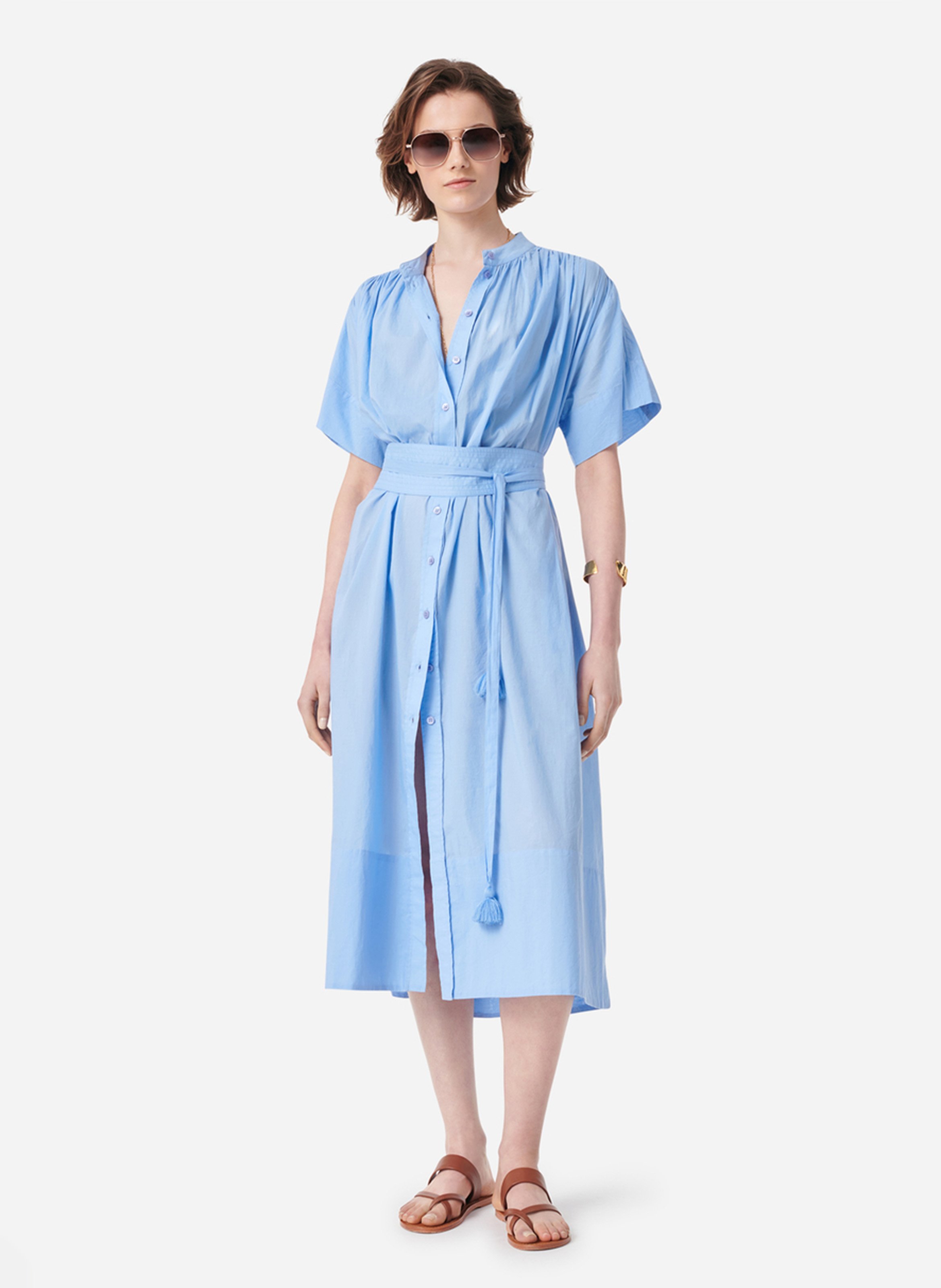 Baumwoll-Midikleid mit Rundhalsausschnitt VANESSA BRUNO Blau