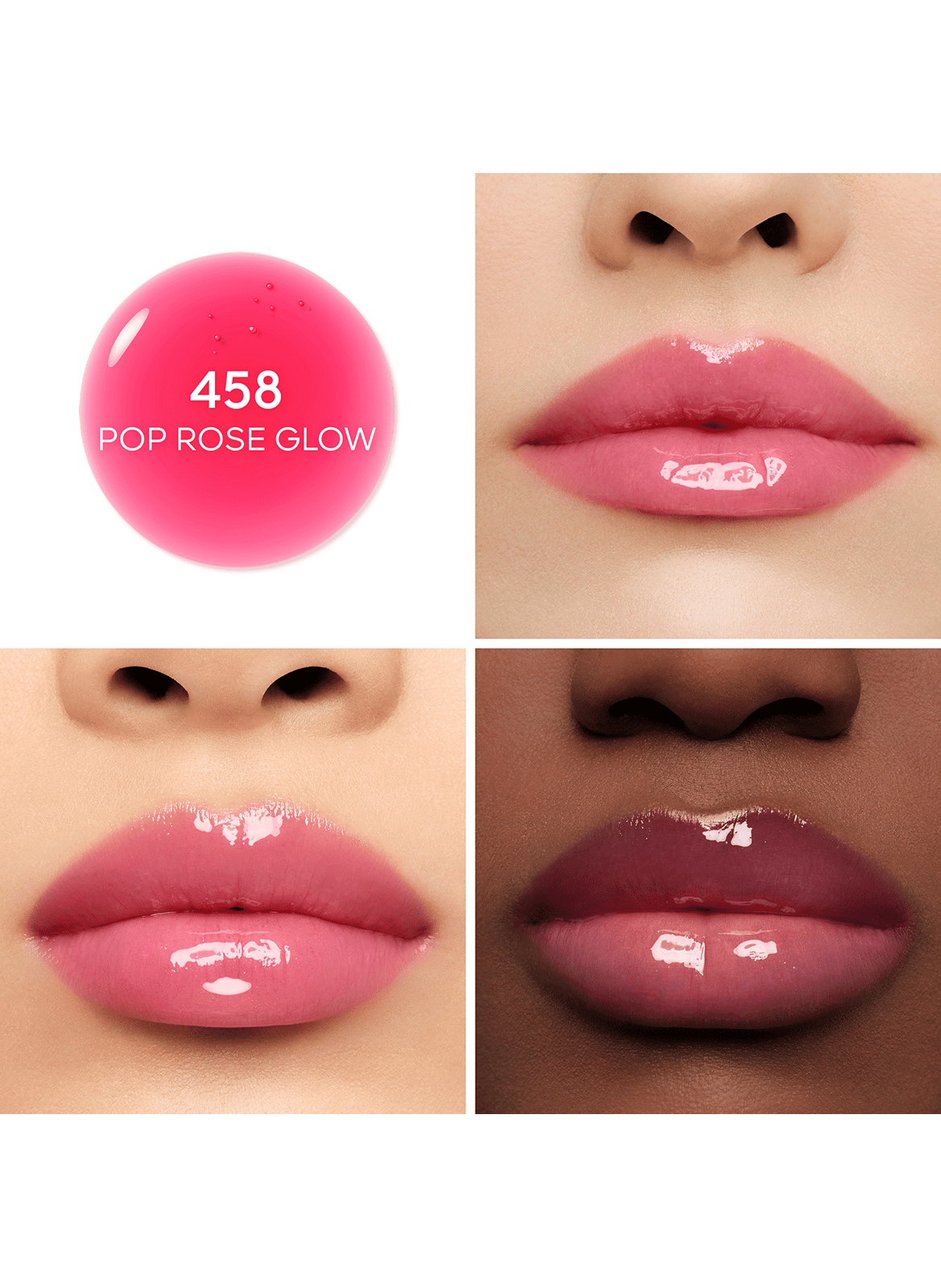 KISSKISS BEE GLOW OIL - Tinted lip oil GUERLAIN 458 pop rose glow