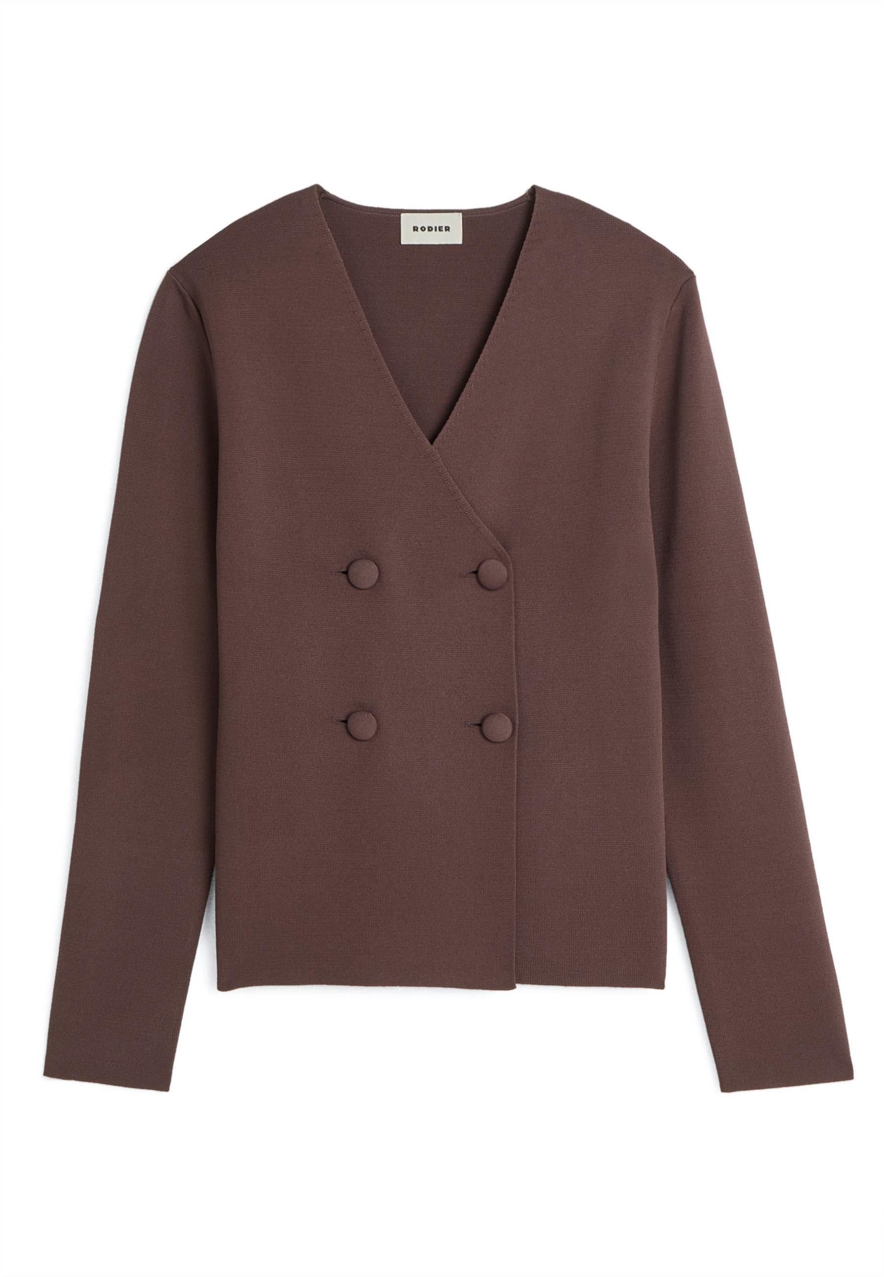 Crossed knit jacket RODIER Brown