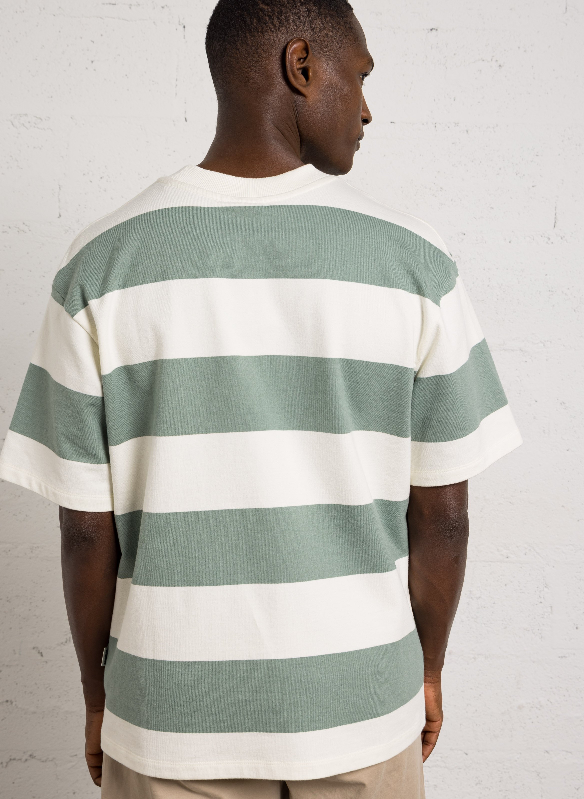 Tee-shirt droit rayé en coton bio MINIMUM Vert