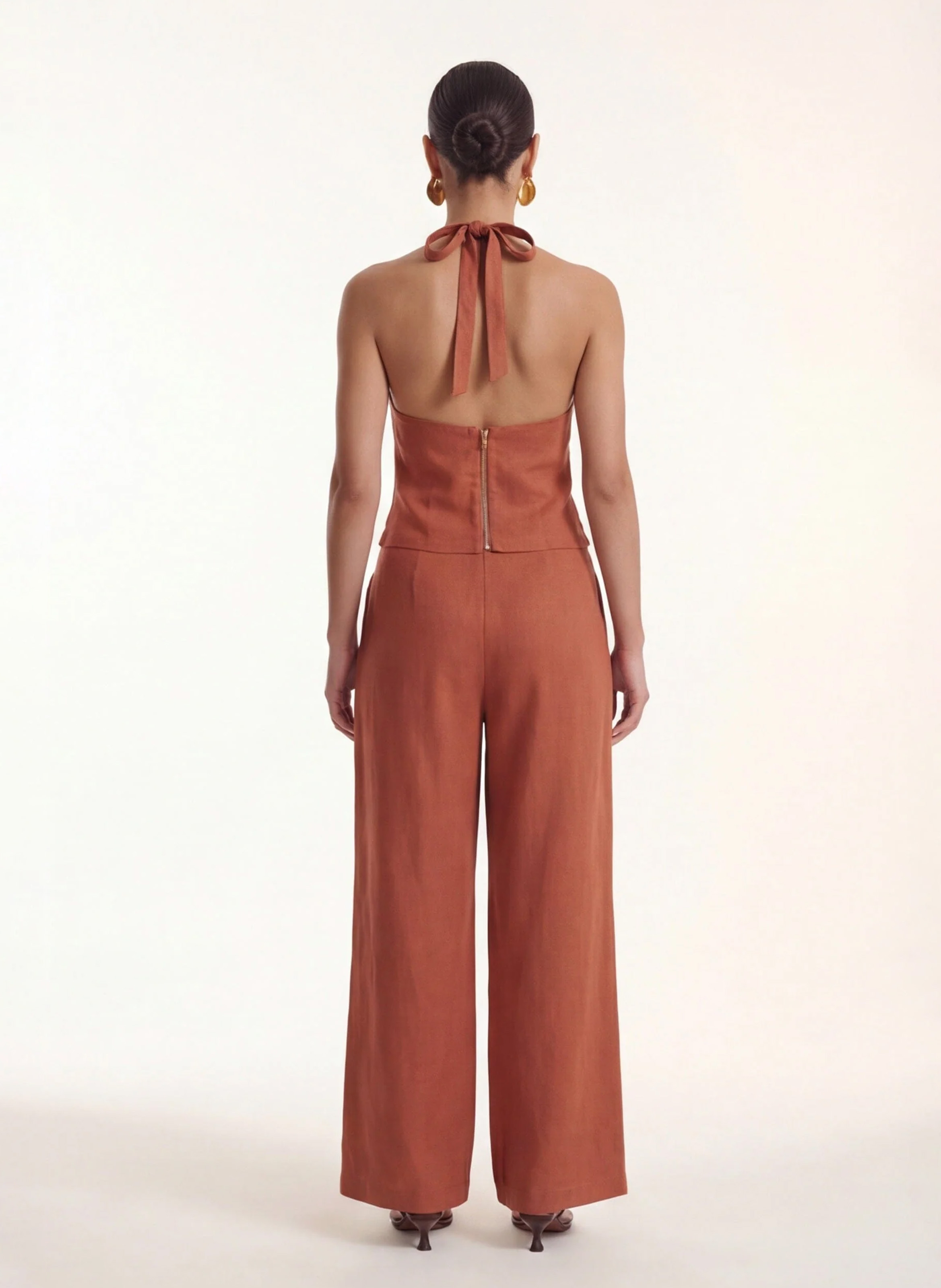 Straight linen trousers KOOKAI Brown