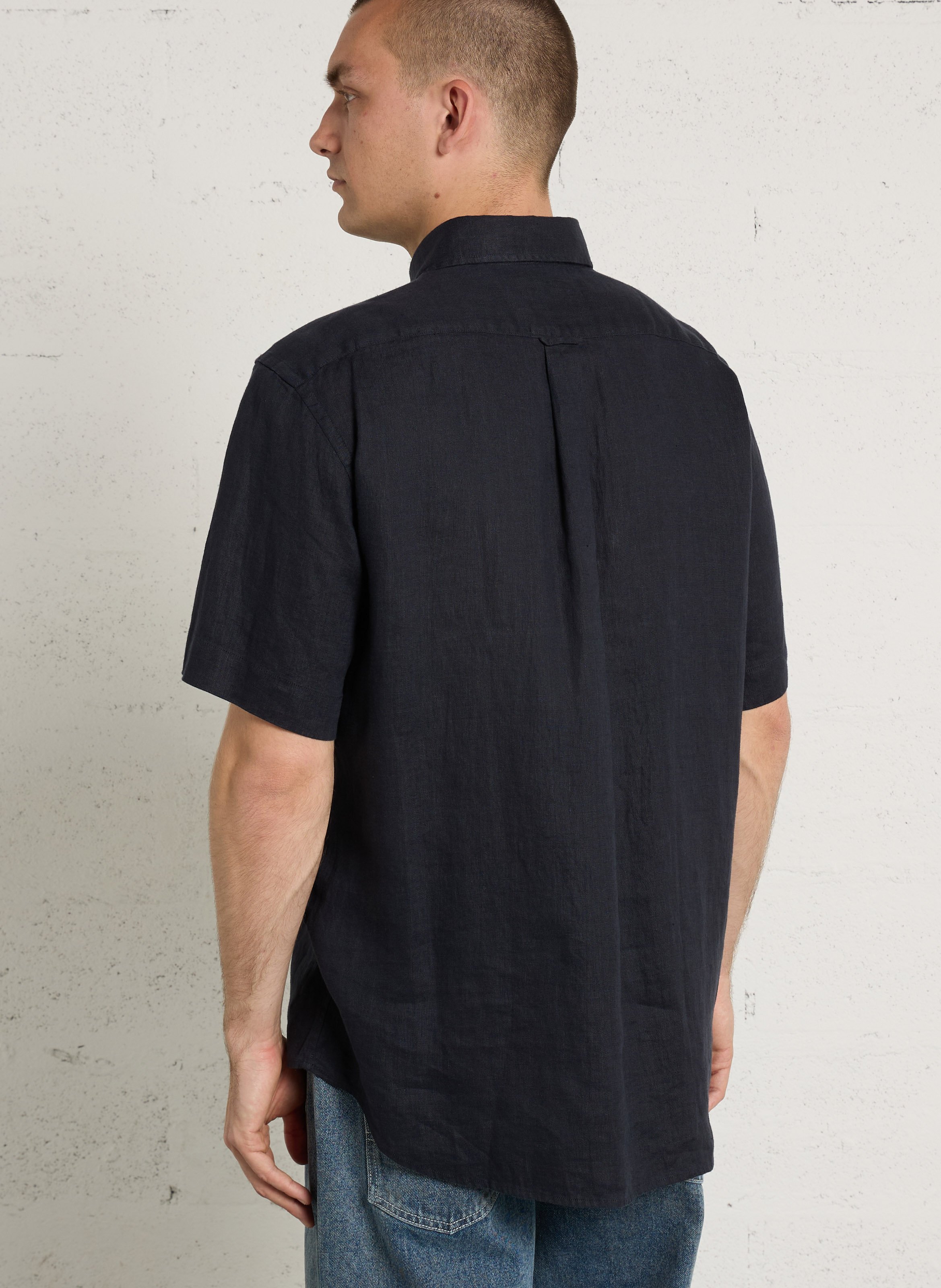 Chemise droite en lin EDEN PARK Bleu