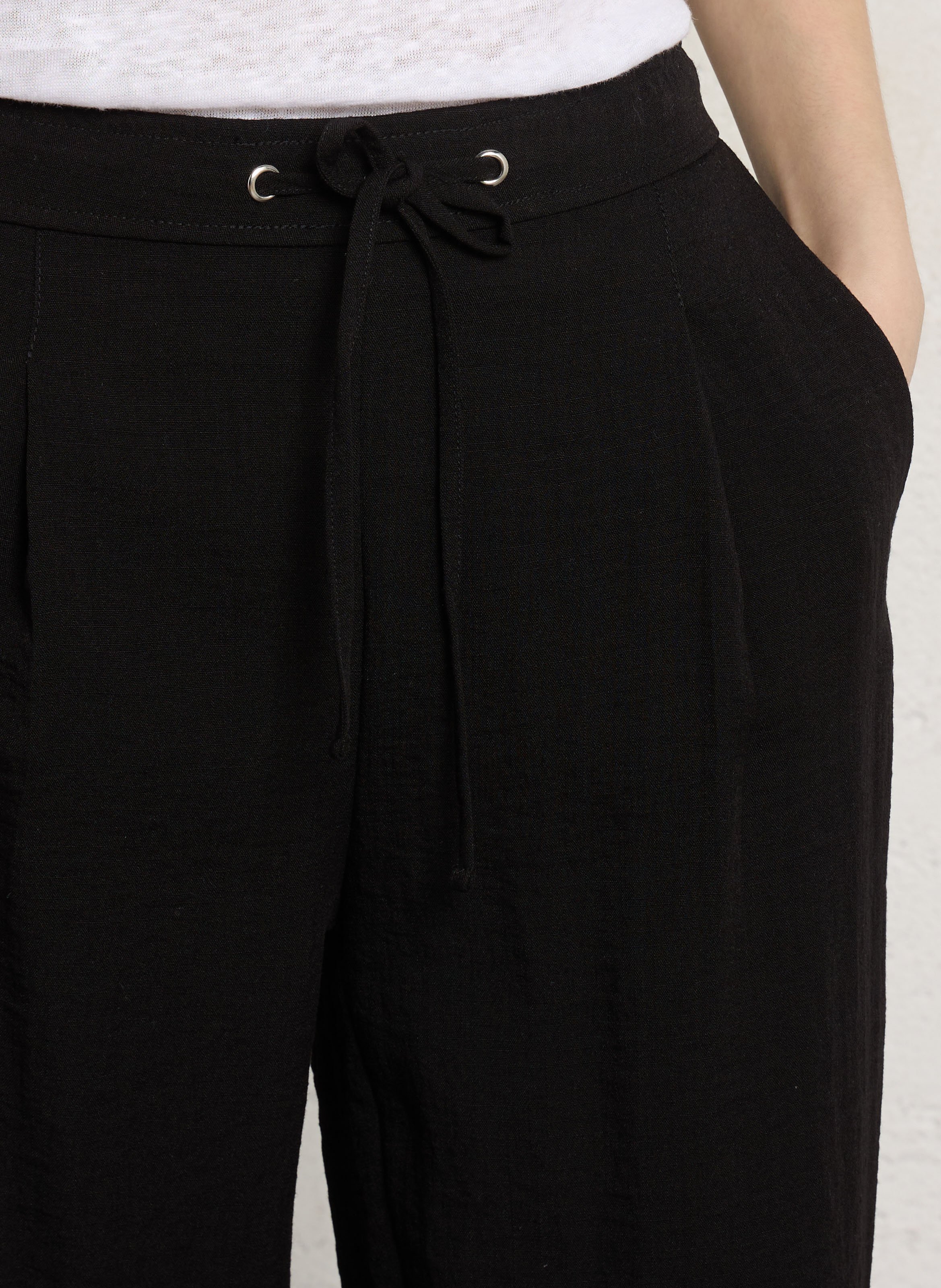 Pantalon large fluide taille haute uni SUD EXPRESS Noir