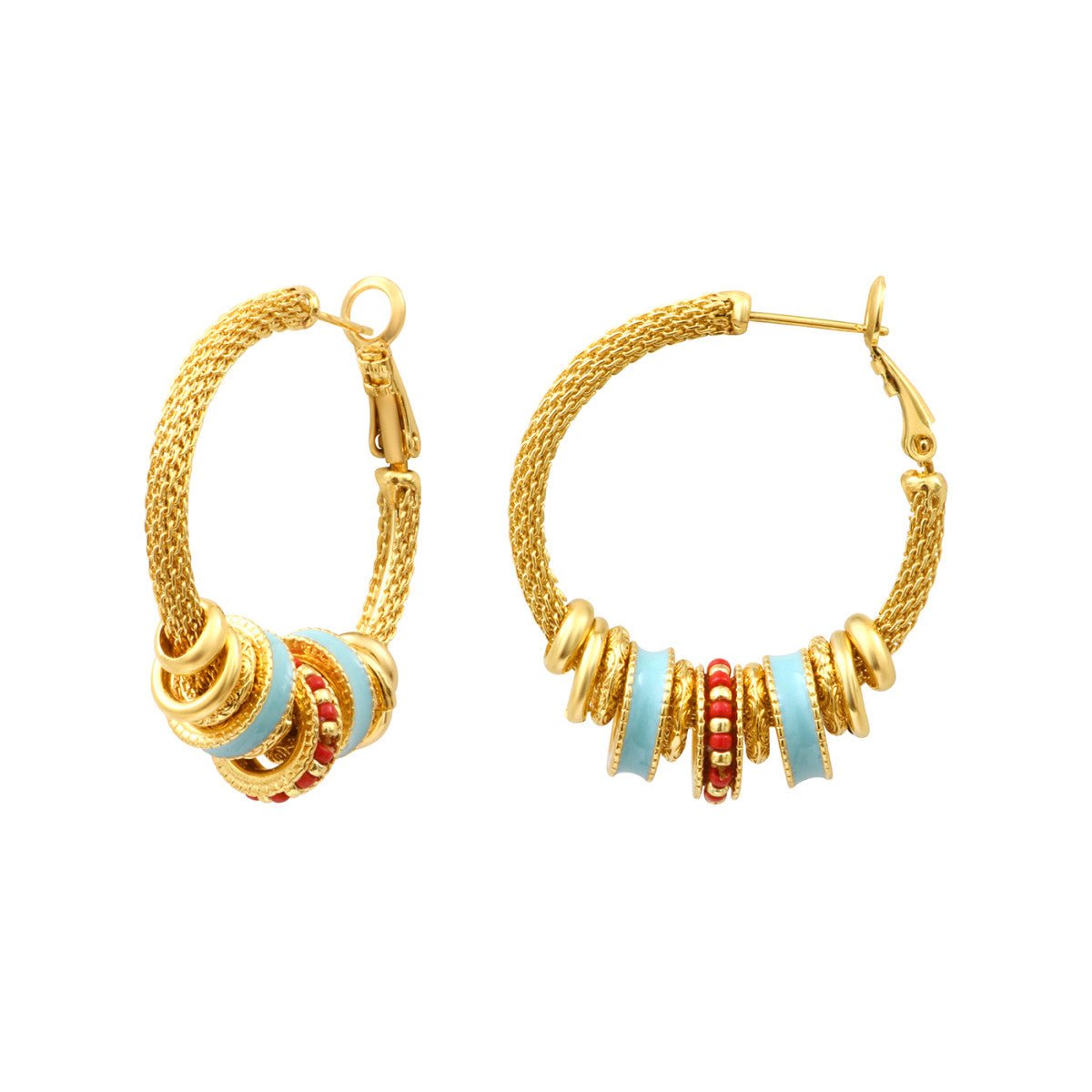 Gold-plated hoop earrings SATELLITE PARIS Green