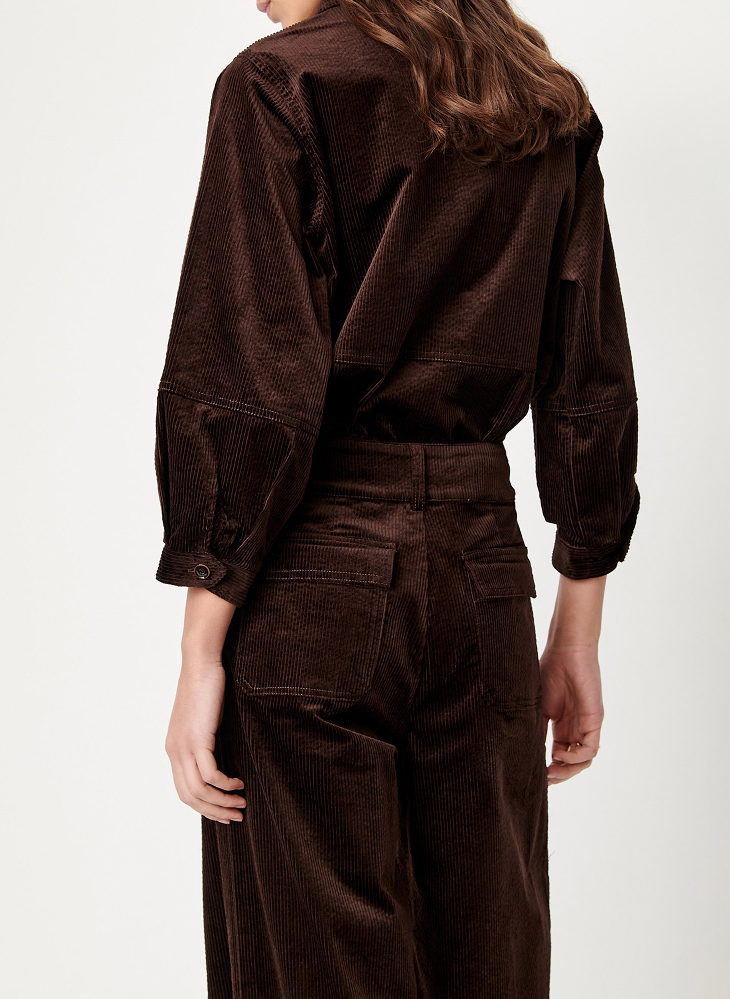 Oversized short shirt in blended cotton SESSUN Brown
