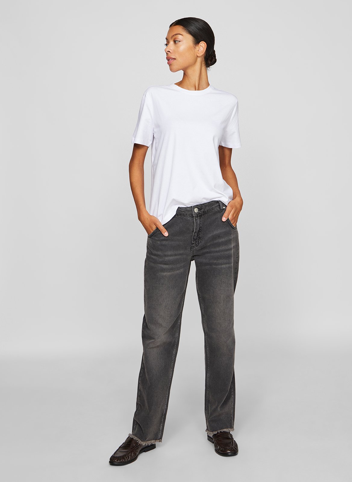 Round-neck organic cotton-blend T-shirt VILA White