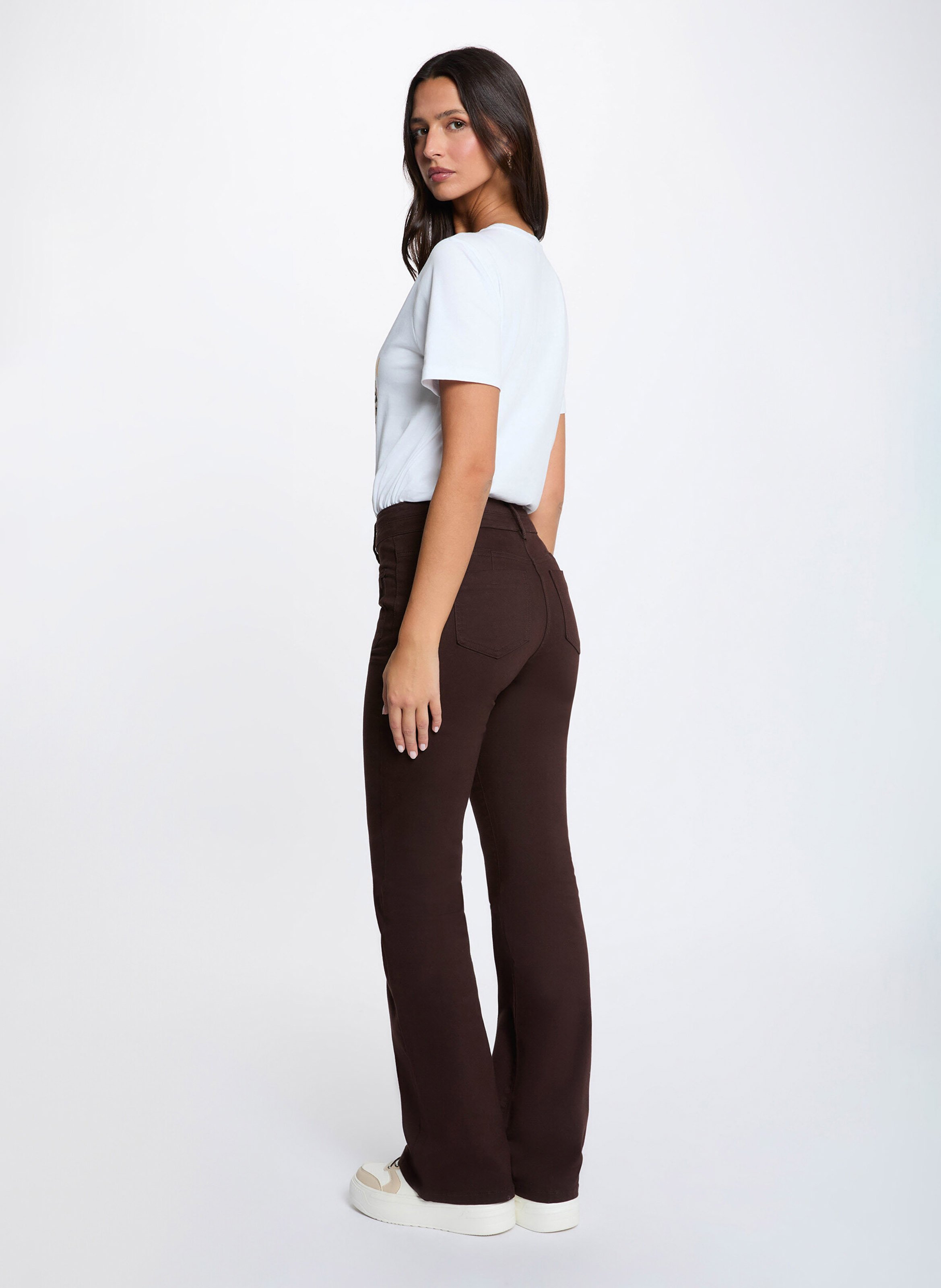 Straight-leg cotton-blend pants MORGAN Brown