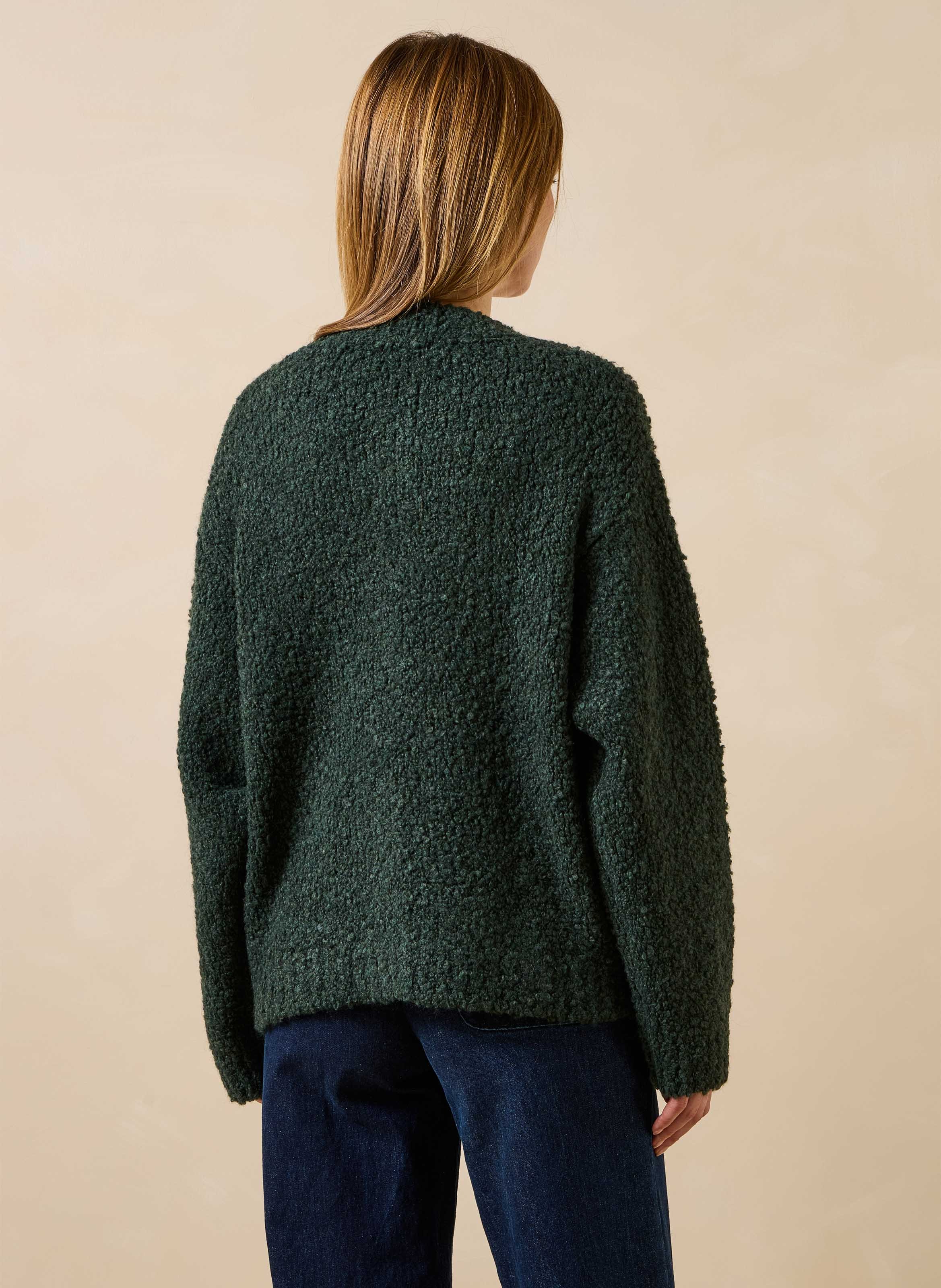 Oversized ronde hals gebreid vest LA FEE MARABOUTEE Groen