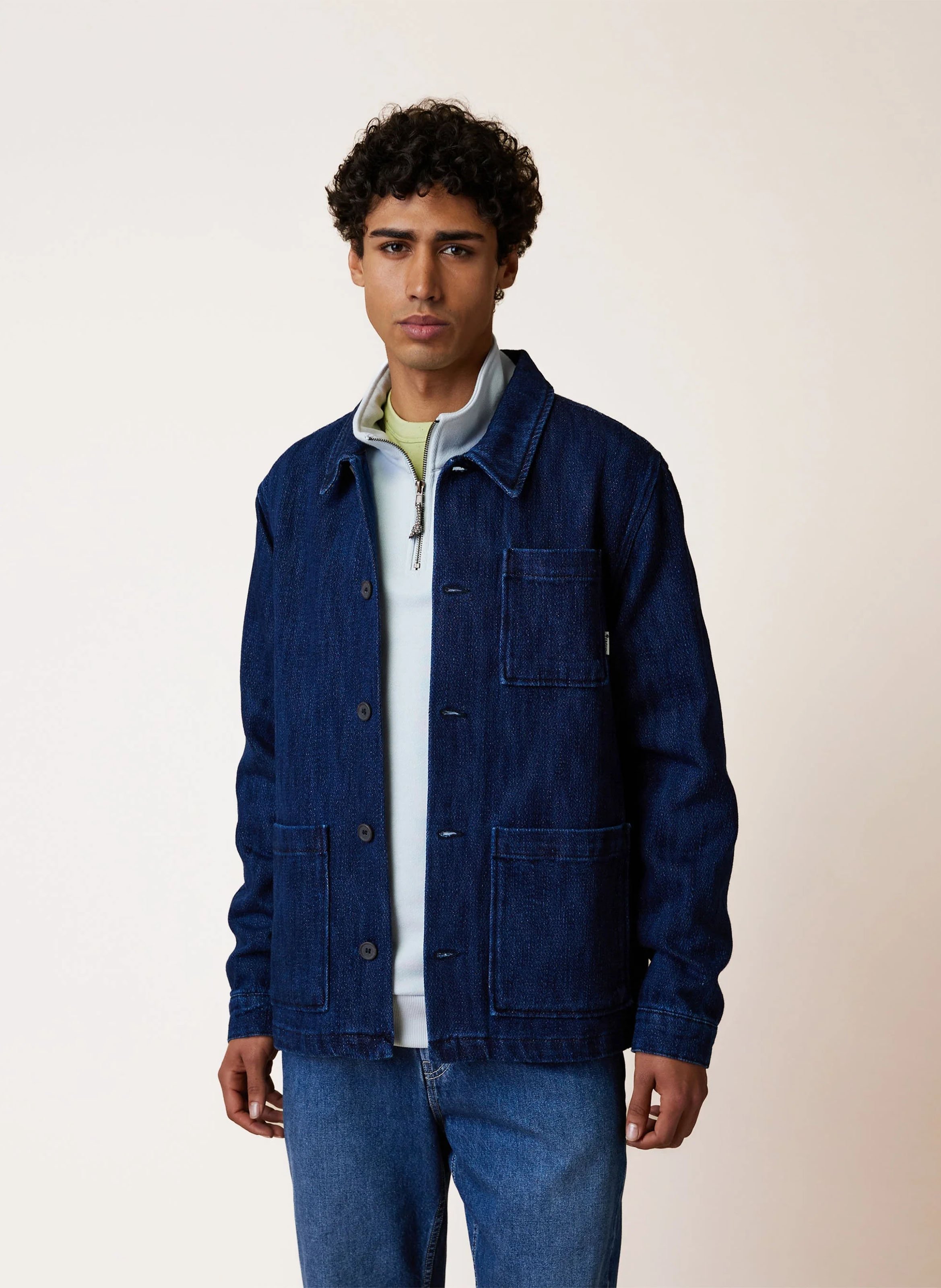 Jacke aus Bio-Baumwolle mit klassischem Kragen FAGUO Blau