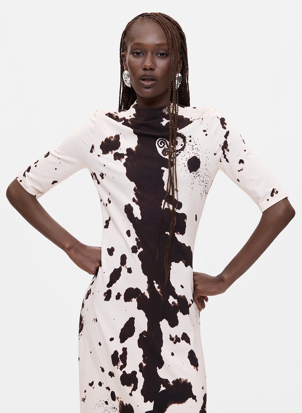 Robe longue col rond DESIGUAL White