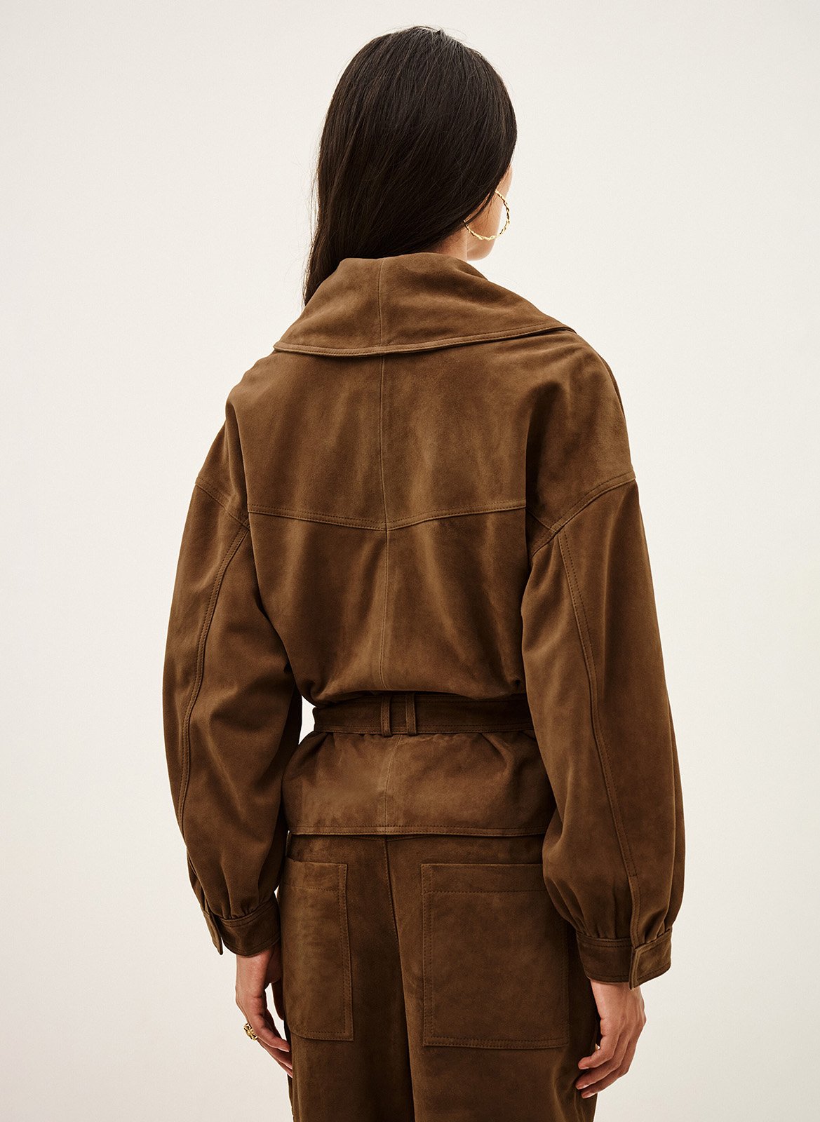 Veste ceinturée en cuir BA&SH Marron