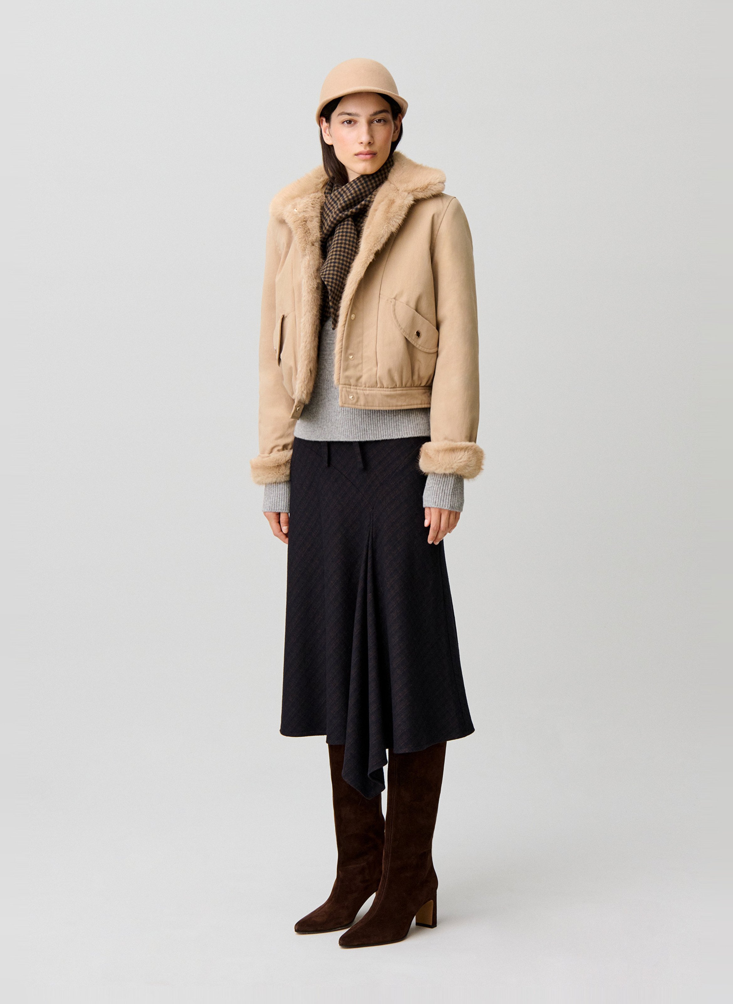 Parka van katoenmix met klassieke kraag CLAUDIE PIERLOT Beige