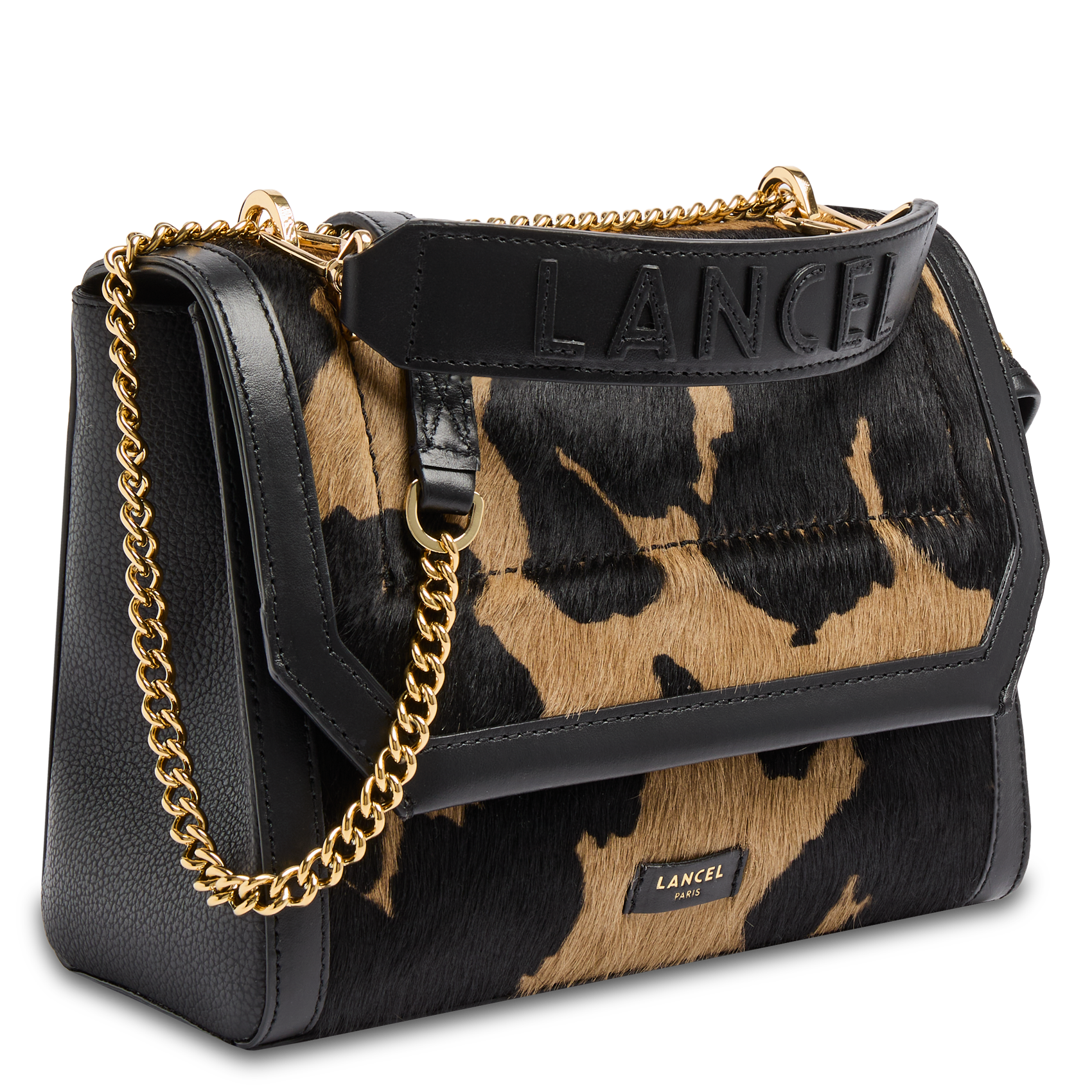Crossbody bag with printed leather LANCEL Black