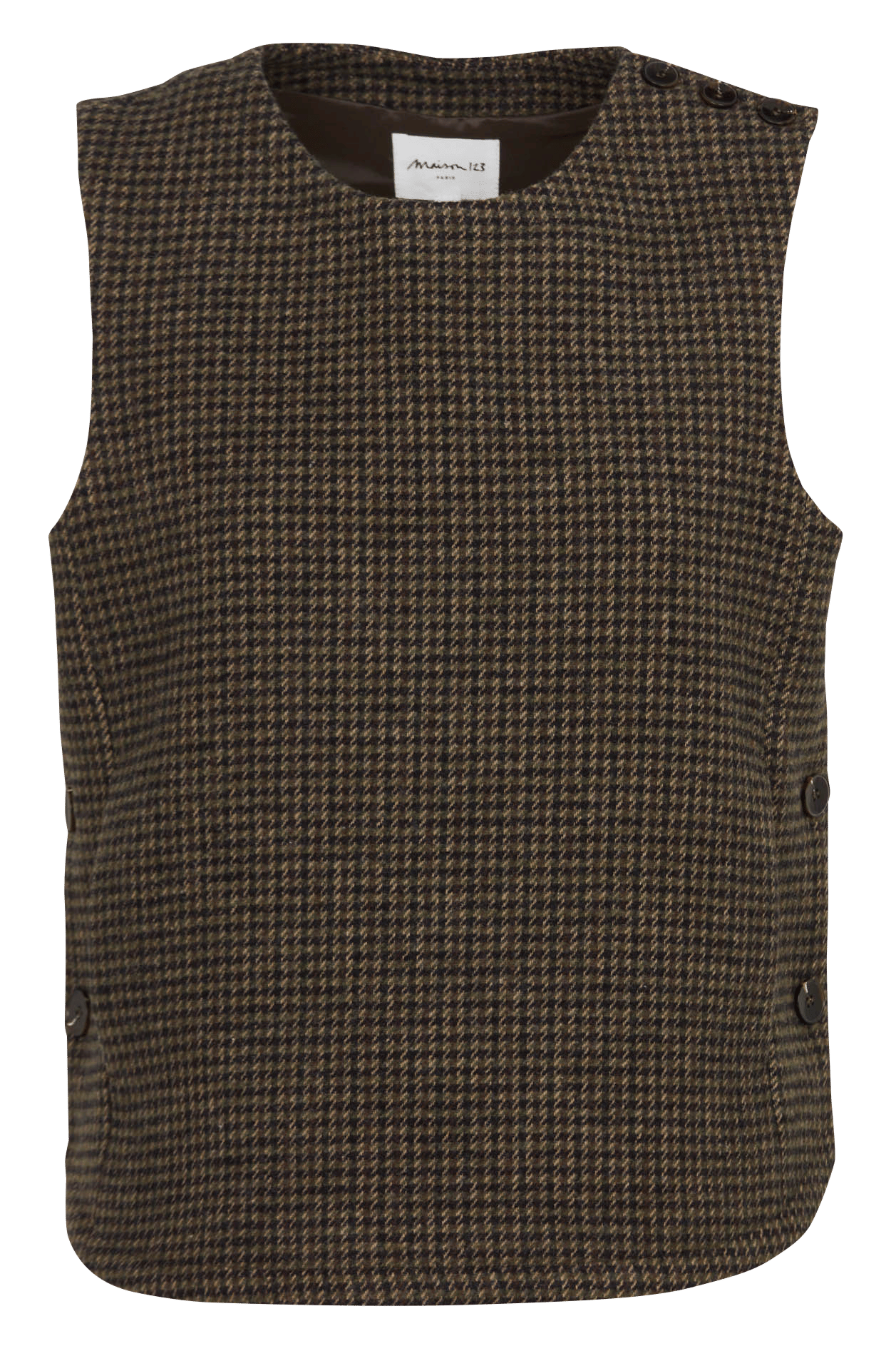 Top sans manches à motif pied-de-poule MAISON 123 Kaki