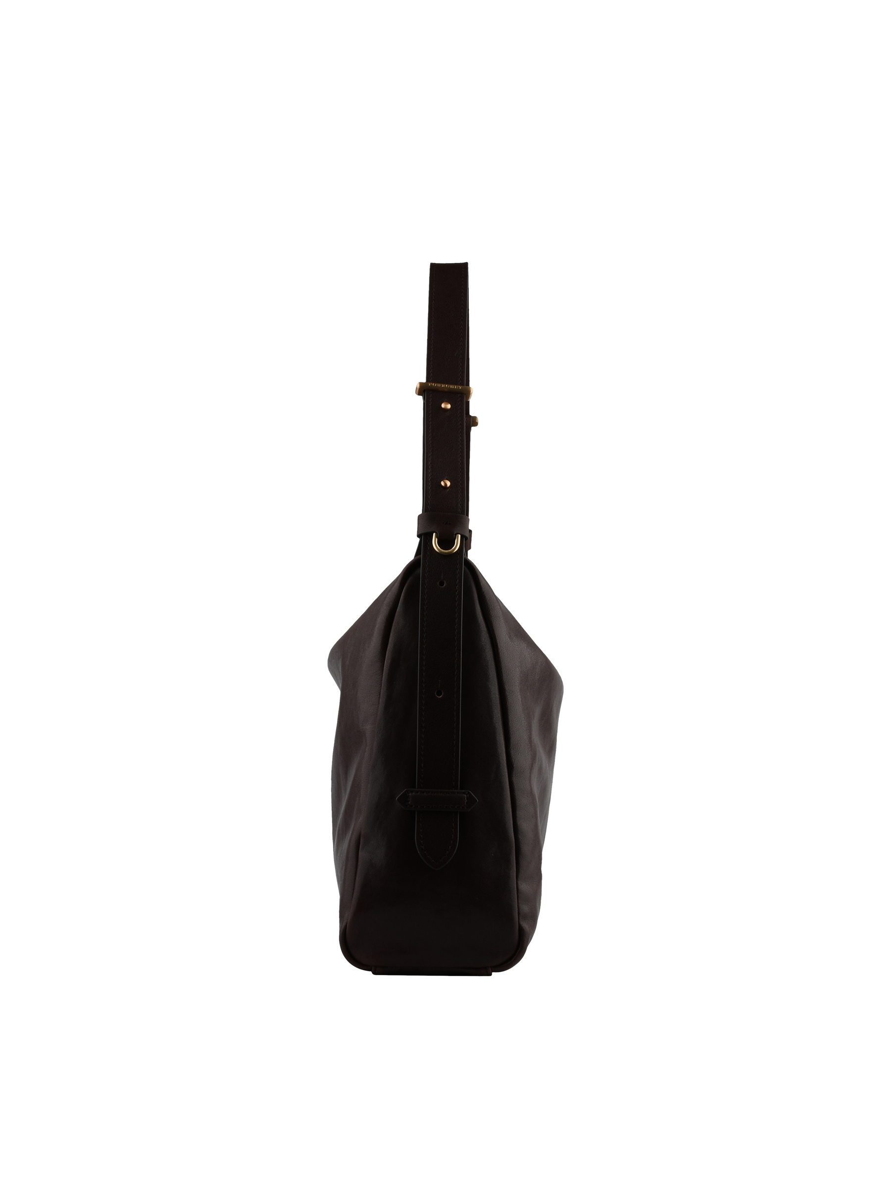 Sac porté épaule en cuir de vachette façon cuir vieilli POURCHET Marron