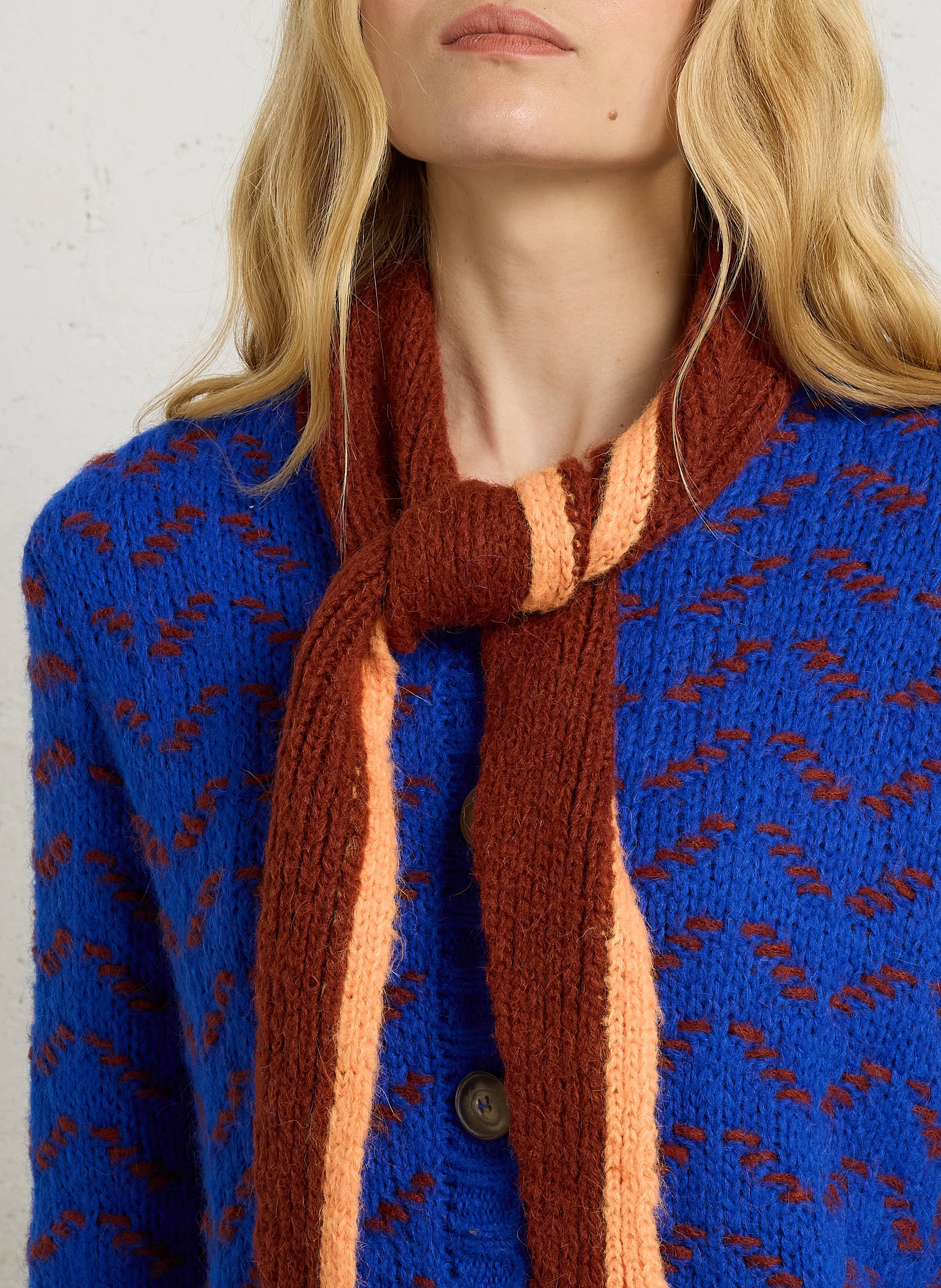 Gerader Cardigan mit Bindkragen DR BLOOM Blau