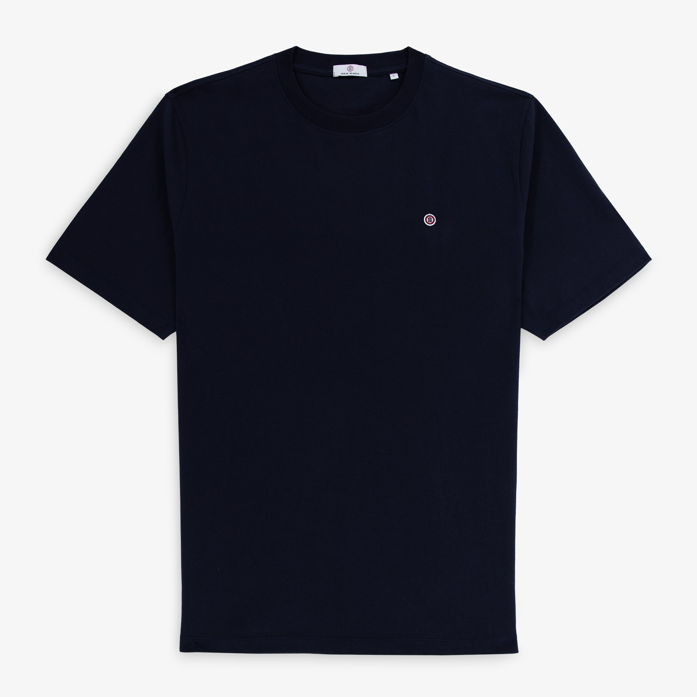 Théo short-sleeved T-shirt in navy blue cotton SERGE BLANCO Blue
