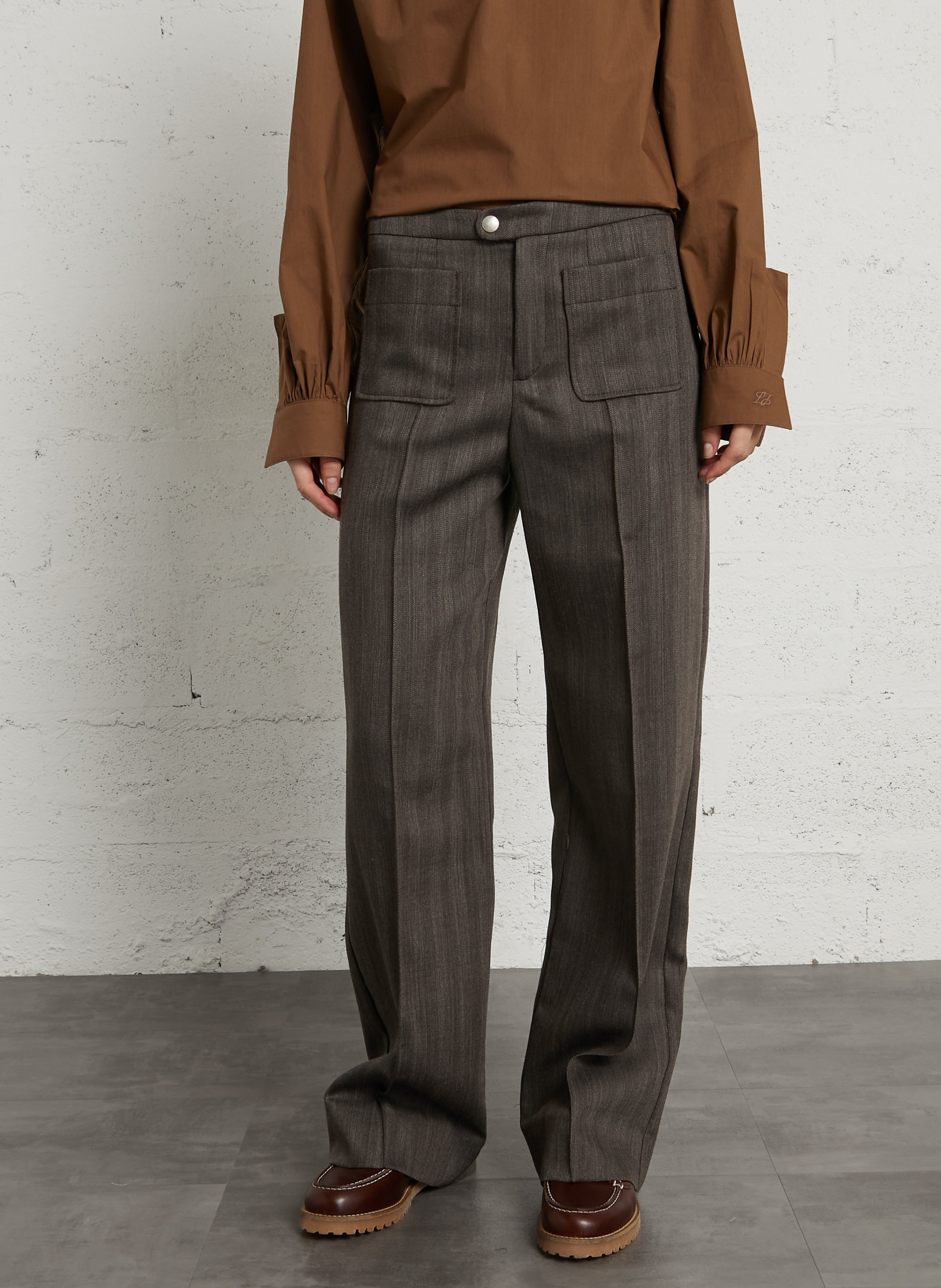 Rechte broek met plooien in wol SOEUR Bruin