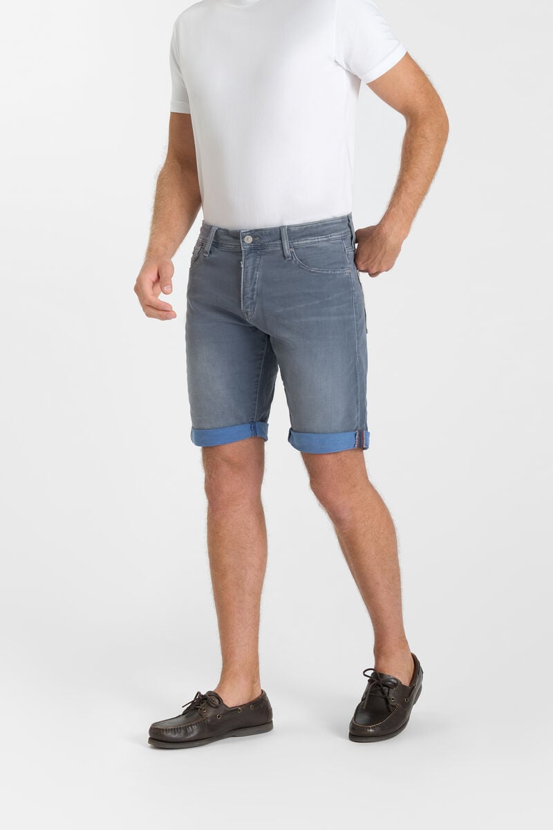 Zip-Front Denim Bermuda Shorts LE TEMPS DES CERISES Grey