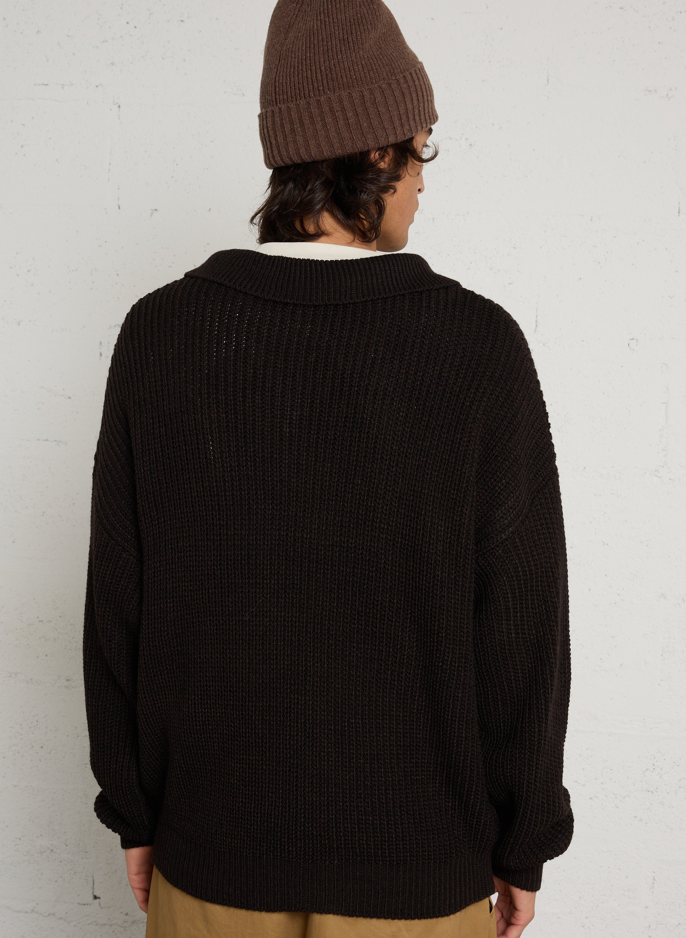 Pull oversize col V IMPERIAL Marron
