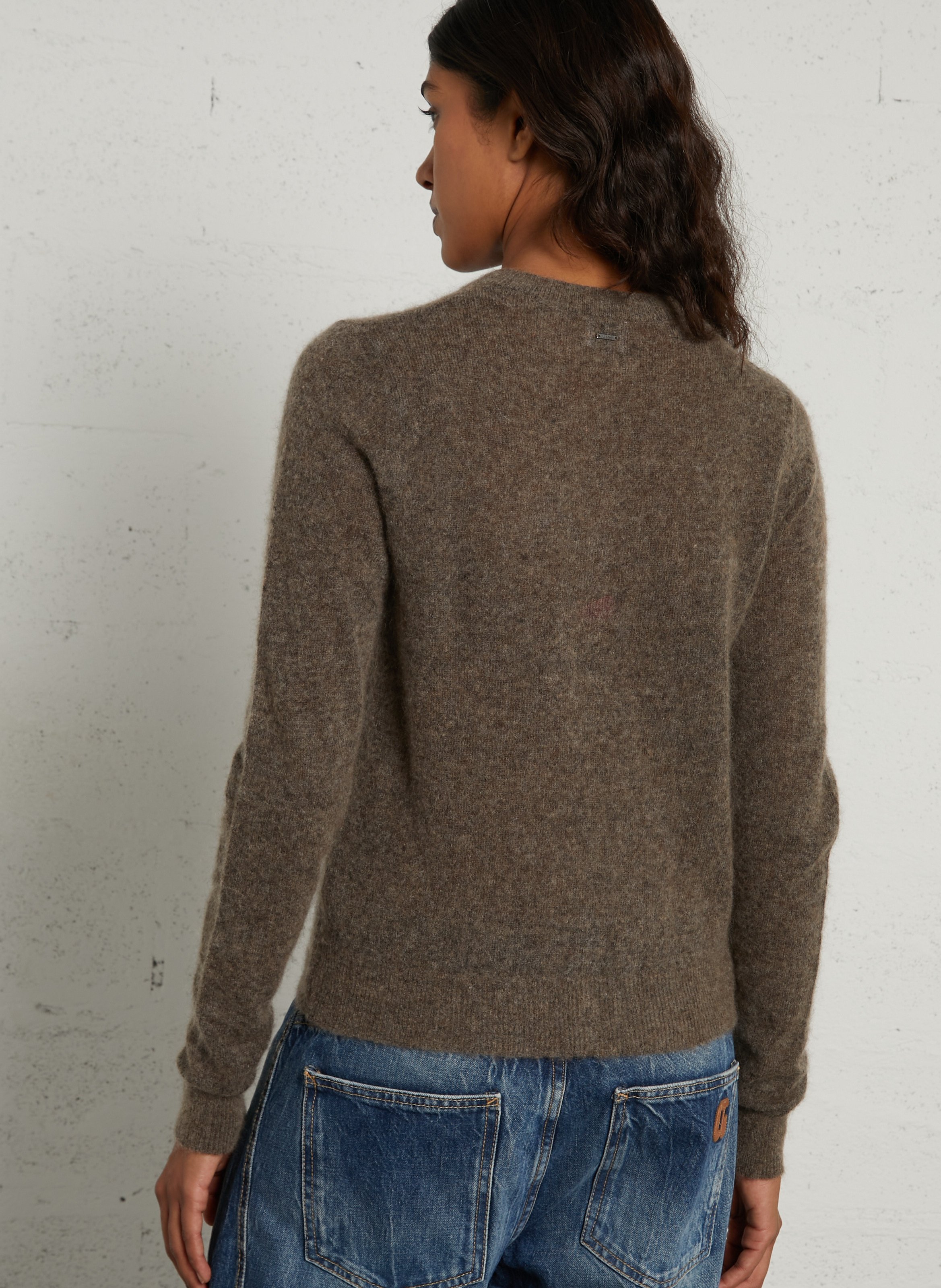 Gilet col rond en laine mélangé IKKS Marron