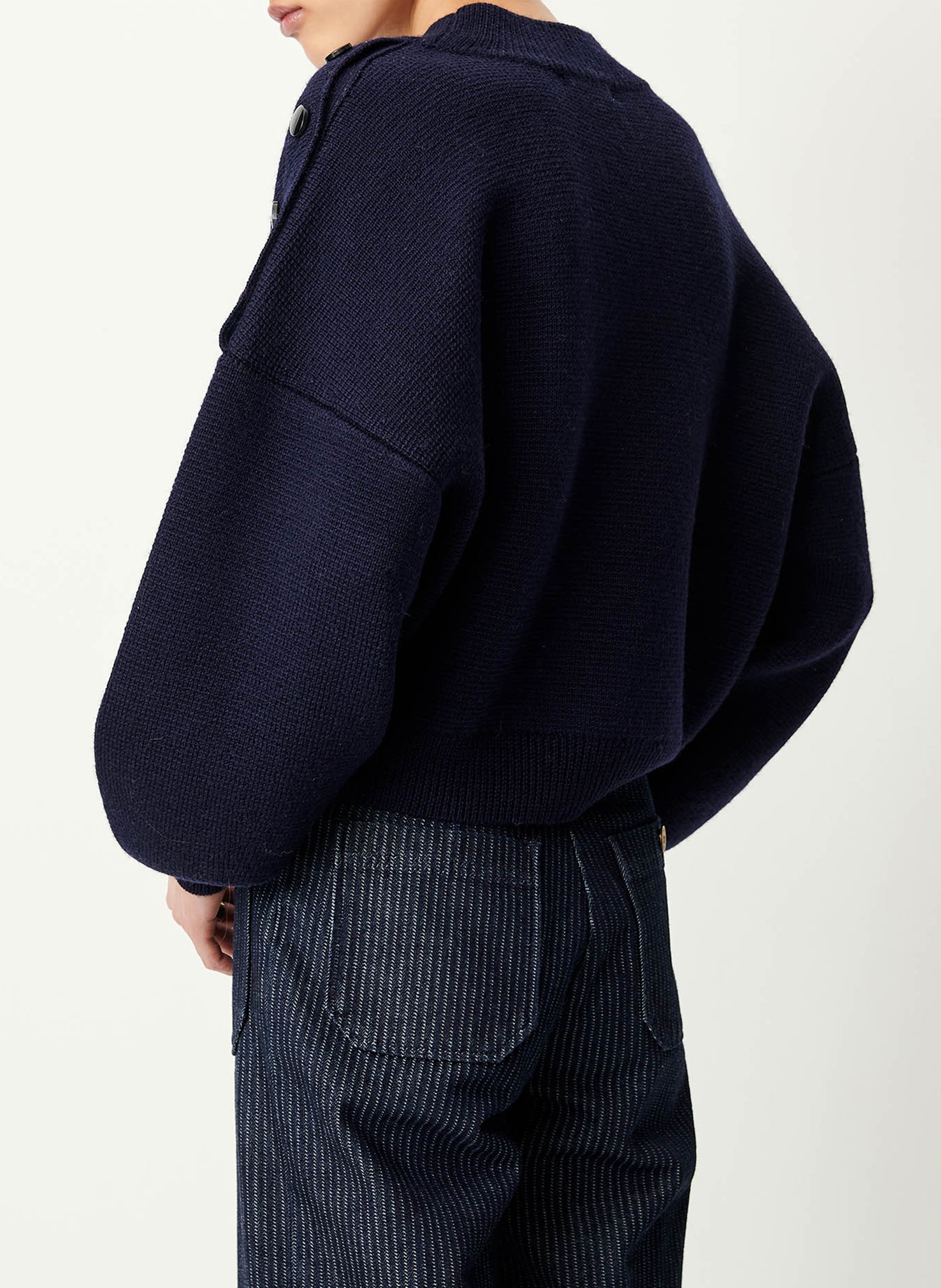 Round neck plain wool oversized sweater SESSUN Blue