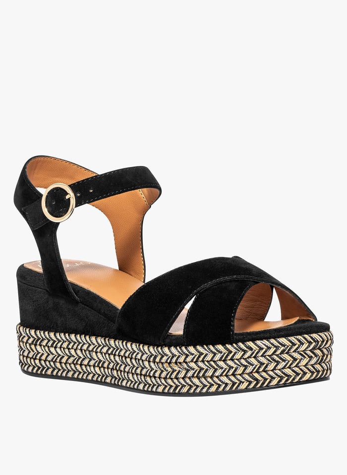 BOCAGE HELIOS Sandales compens es en cuir Noir