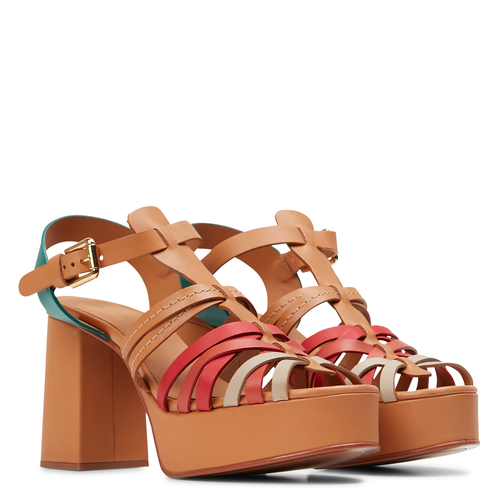 Heeled leather sandals SEE BY CHLOE Brown