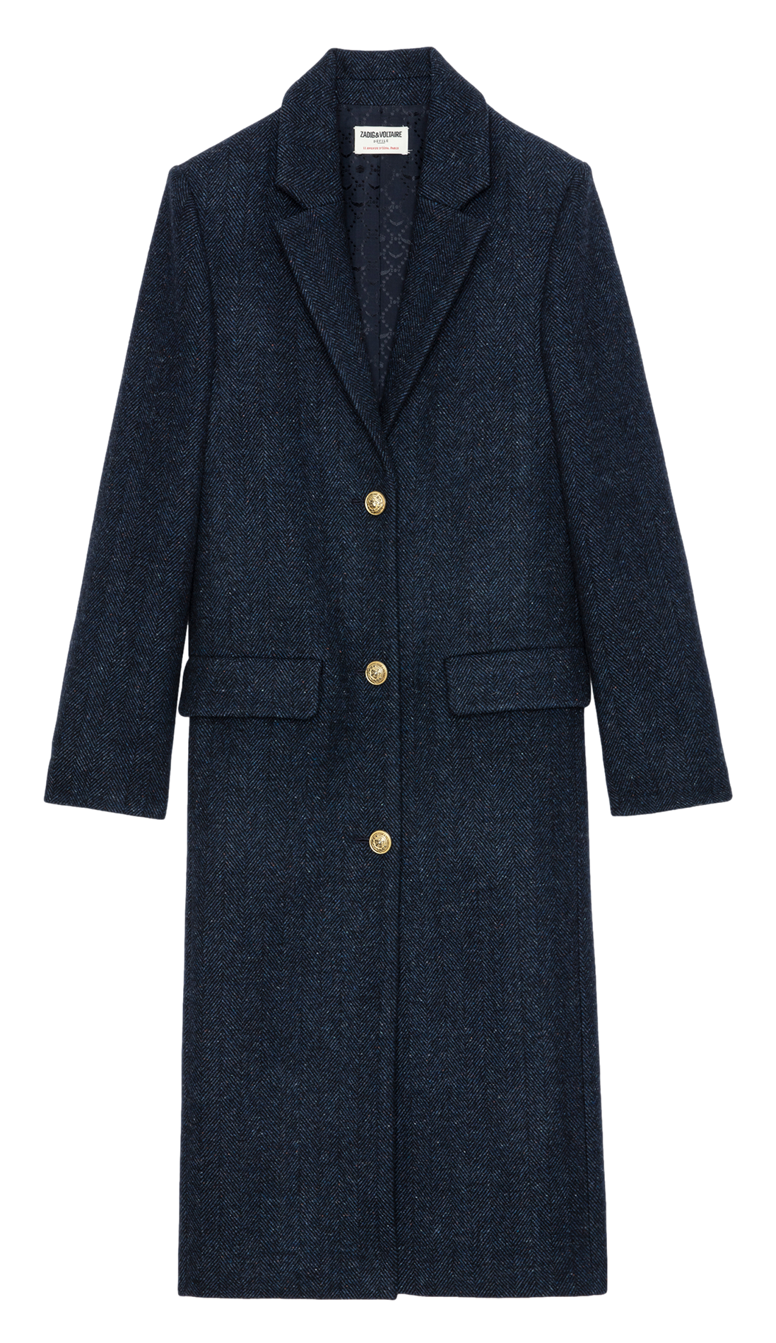 Manteau long droit en laine recyclée ZADIG&VOLTAIRE Bleu
