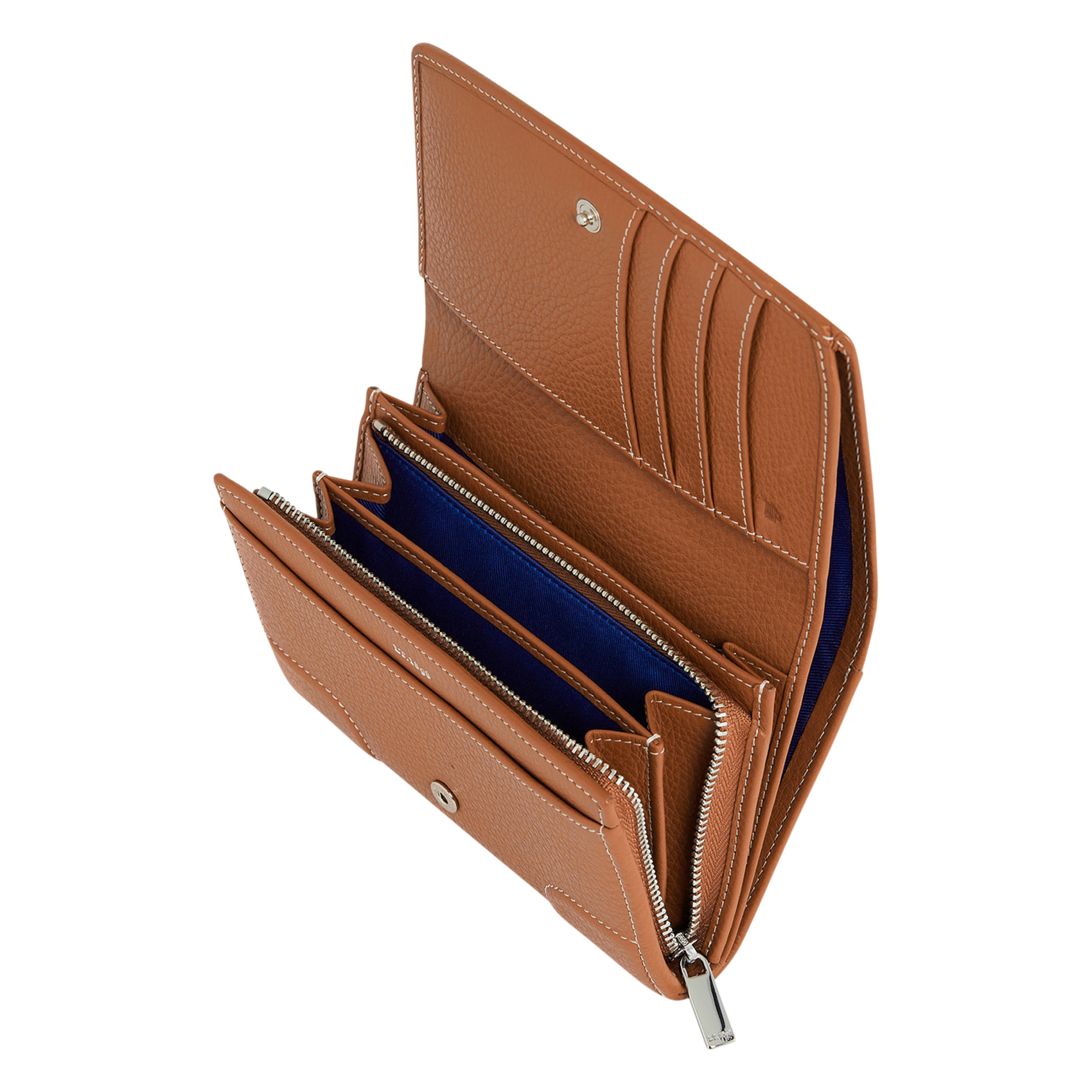 Porte-monnaie à rabat en cuir grainé LE TANNEUR Marron