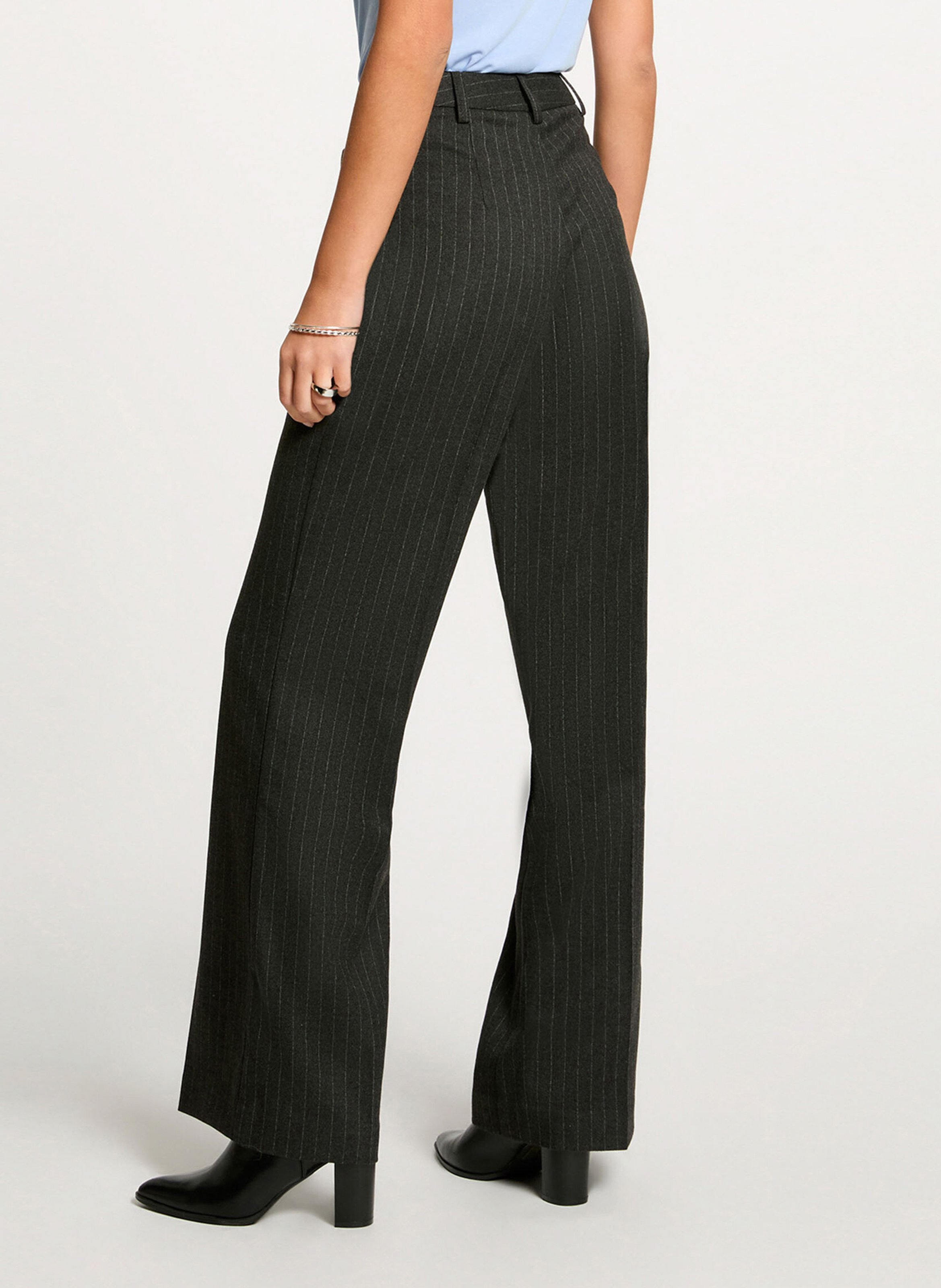 Pantalon large rayé MORGAN Gris